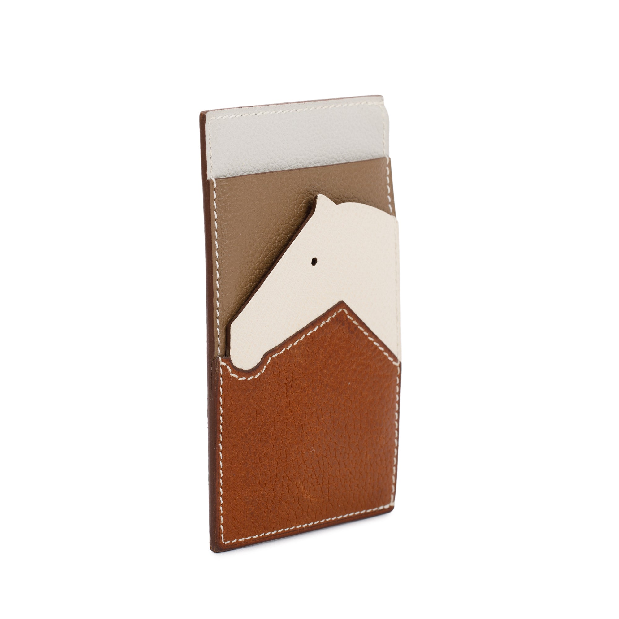 Hermes Fauve Craie Beige De Weimar Barenia Faubourg Epsom Evercolor Les Petits Chavaux Card Holder