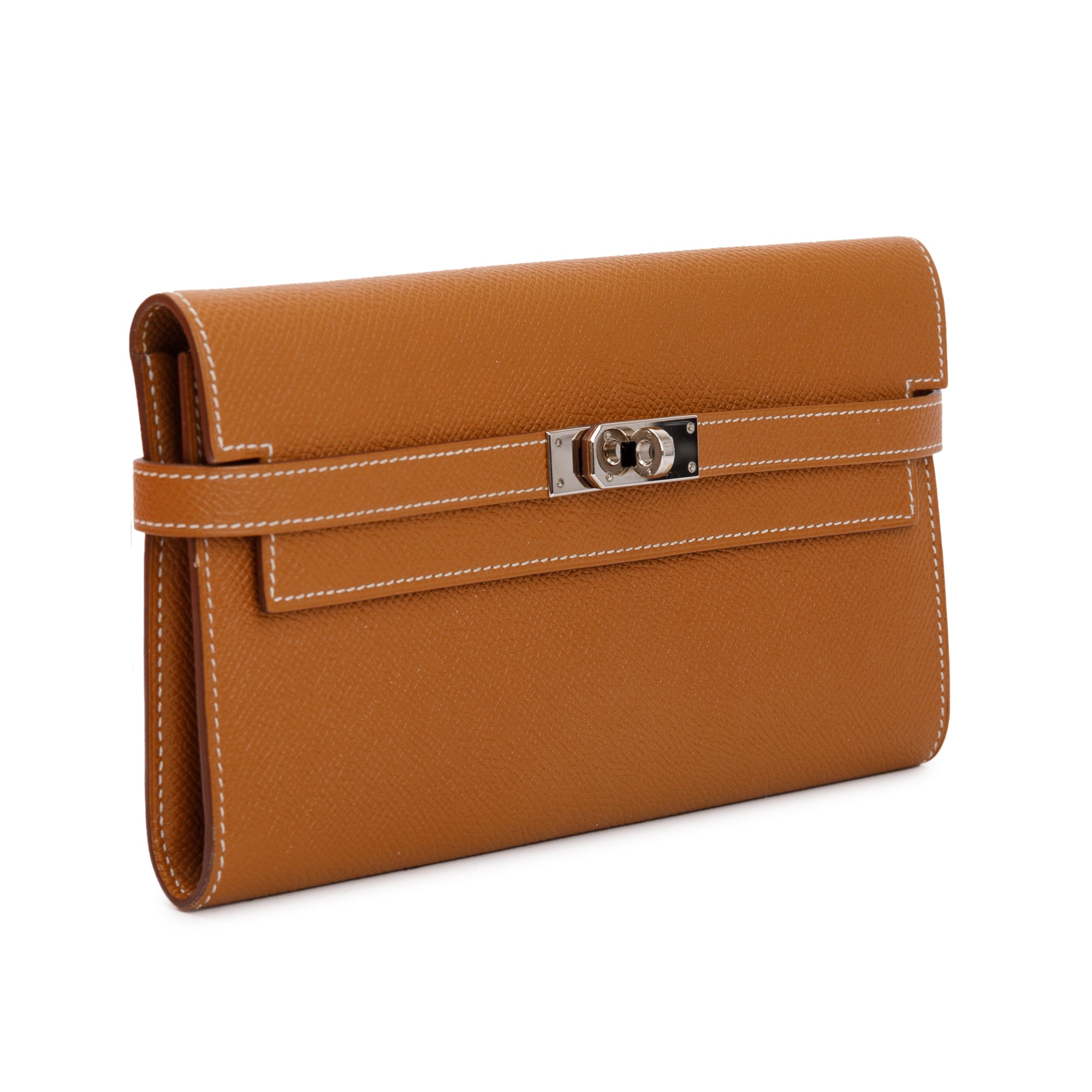 Hermes Gold Epsom Leather Classic Kelly Longue Wallet w/ Box