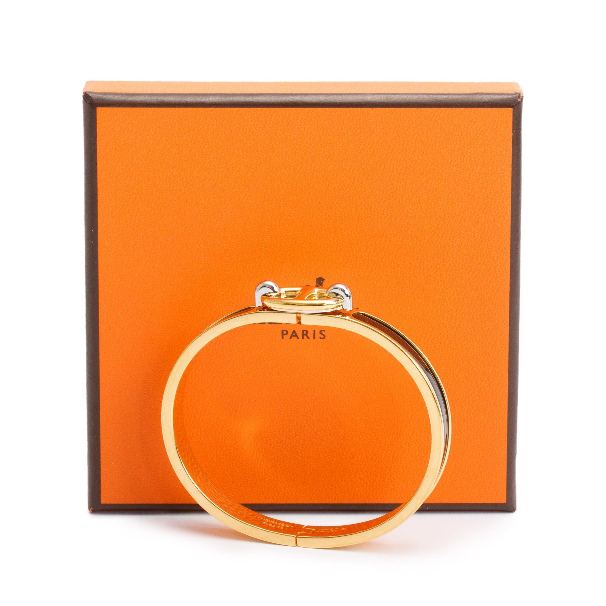 Hermes Gold & Palladium Plated Enamel Mini Clic Chaine D'Ancre Bracelet w/ Box
