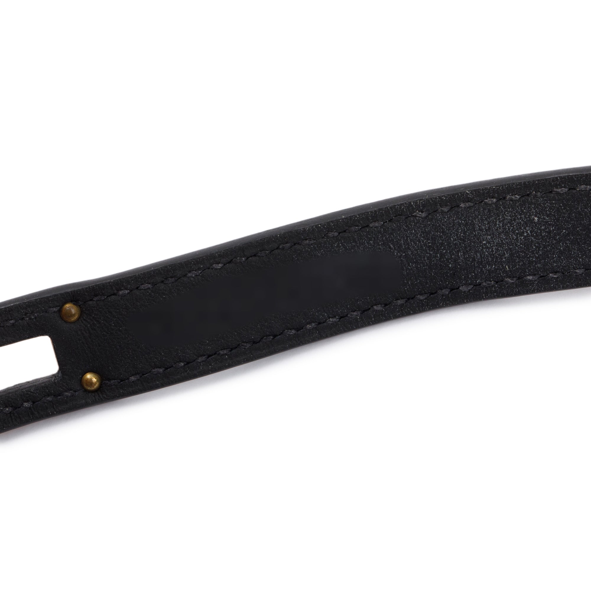 Hermes Gold Plated Black Calfskin Kelly Double Tour Bracelet w/ Box, Size M