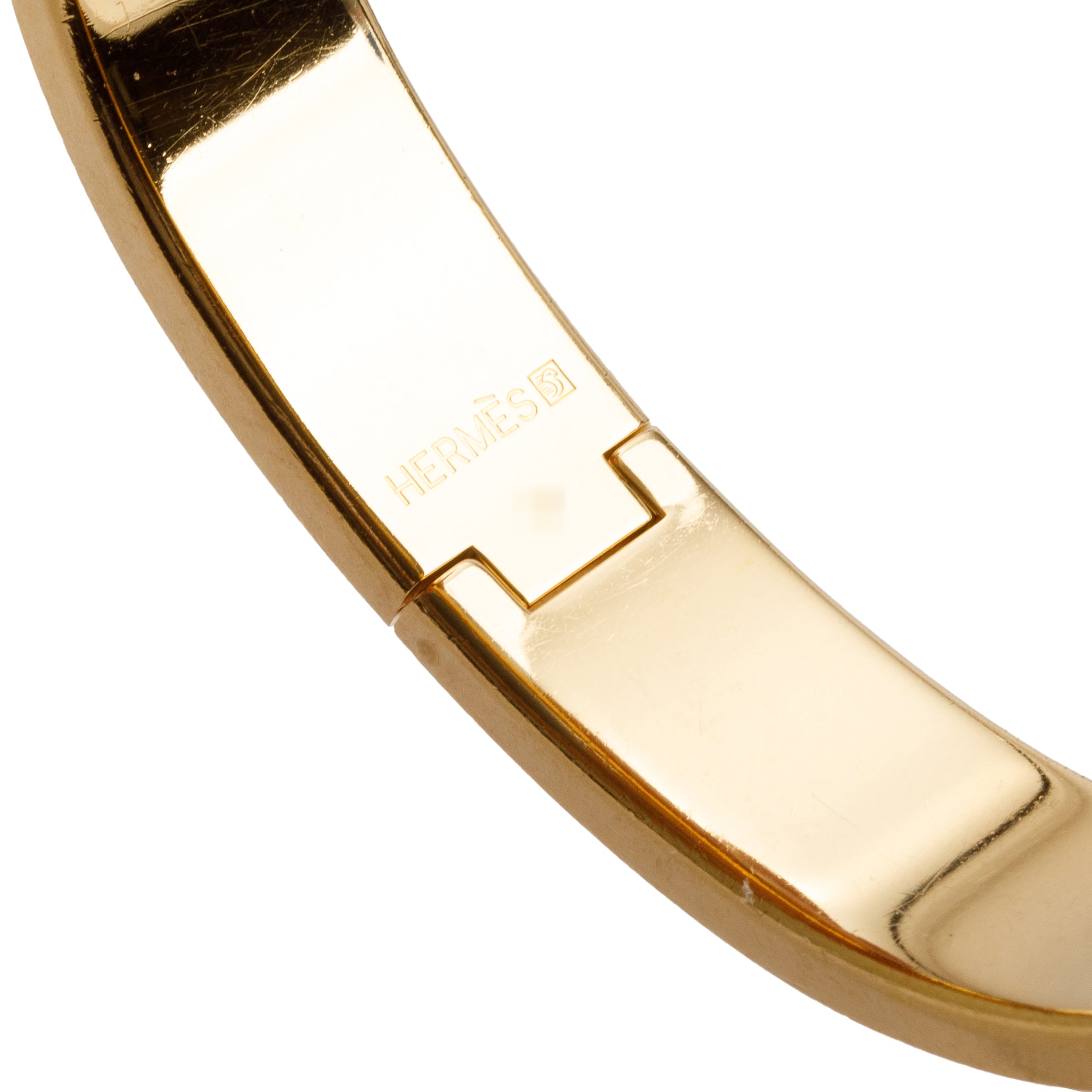 Hermes Gold Plated Blue Enamel 12 MM Clic H Bracelet