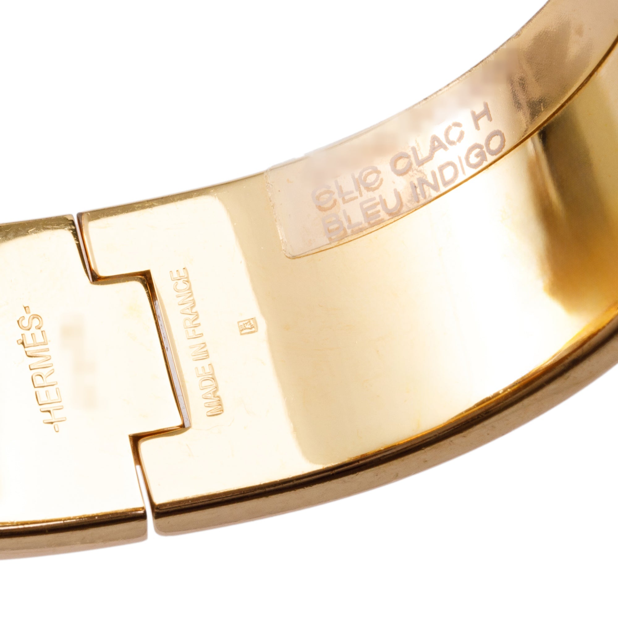 Hermes Gold-Plated Blue Enamel Clic Clac H Bracelet