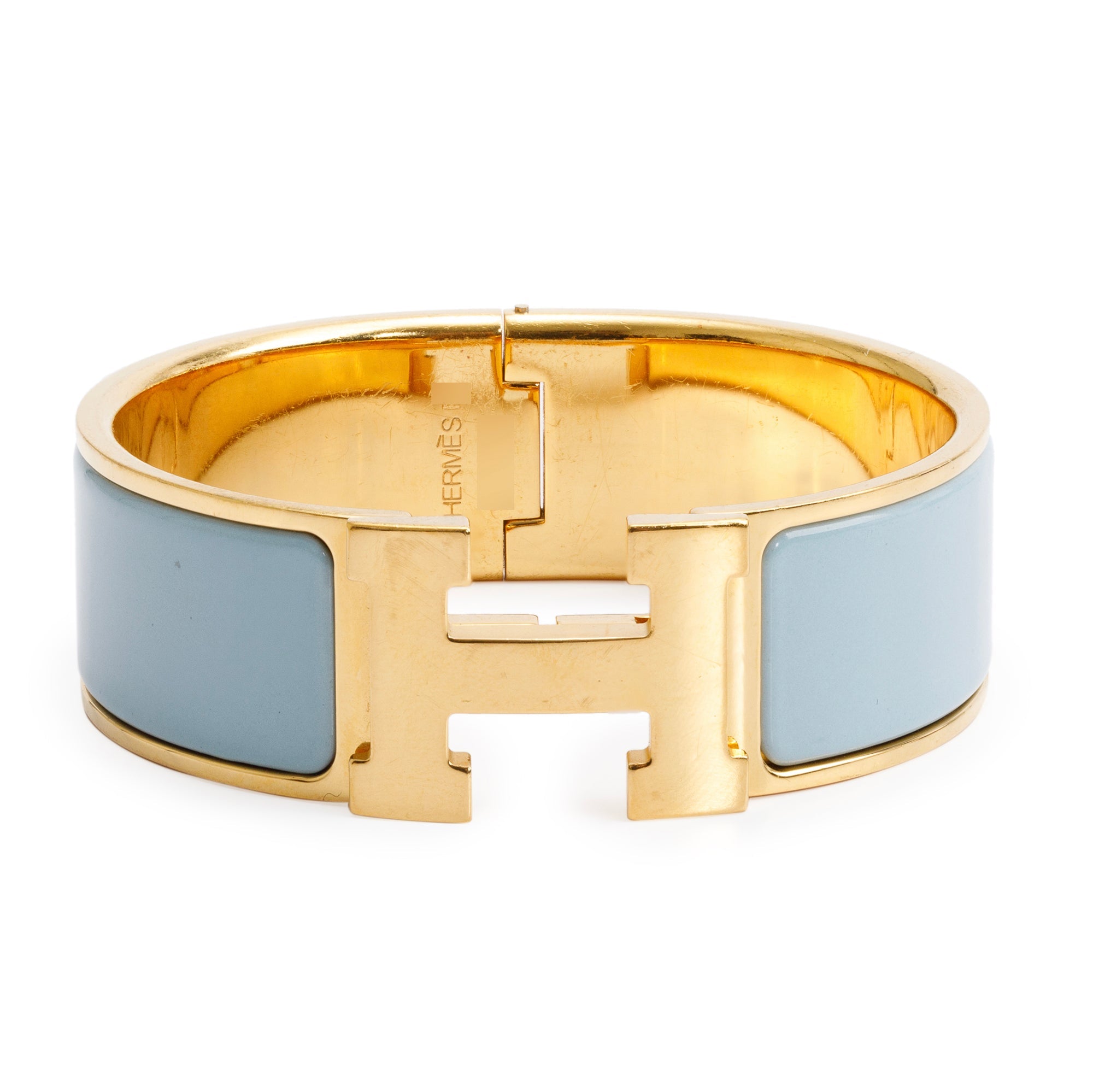 Hermes Gold-Plated Blue Enamel Clic Clac H Bracelet