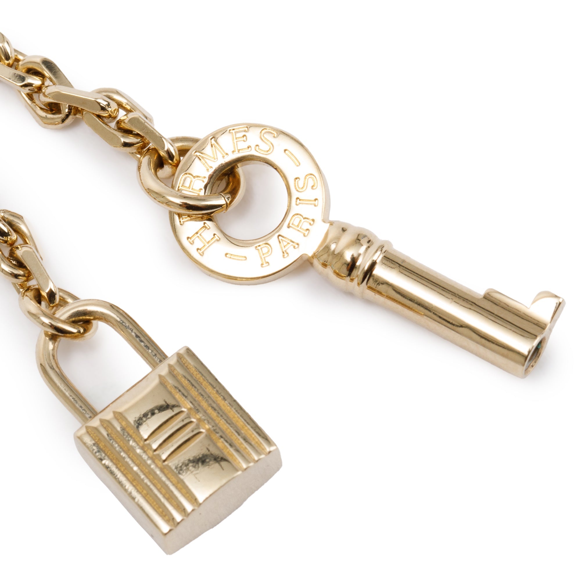 Hermes Gold Plated Cadena Lock Key Chain Bag Charm – OLIVER'S