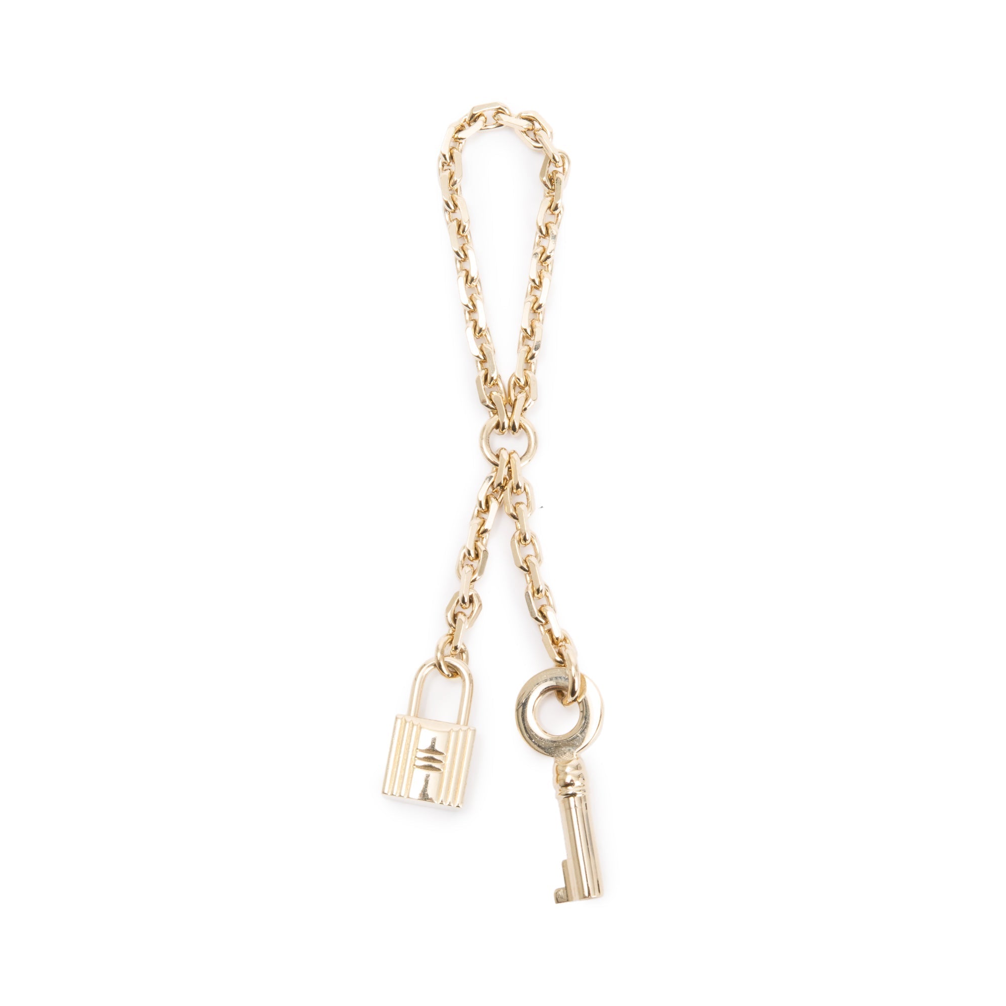 Hermes Gold Plated Cadena Lock & Key Chain Bag Charm