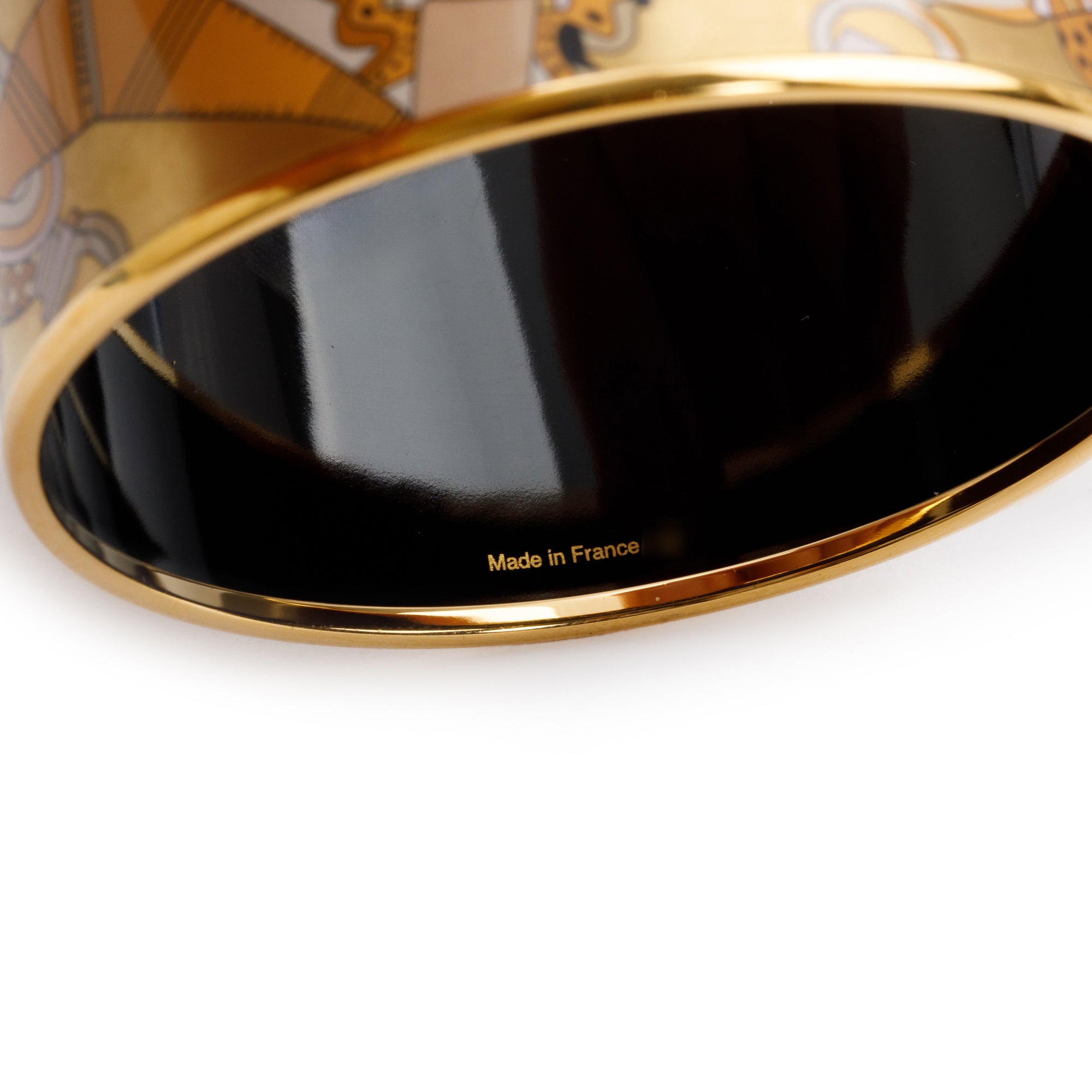 Hermes Gold-Plated 'Councours d'Etrier' Enamel Extra Wide Bangle Bracelet