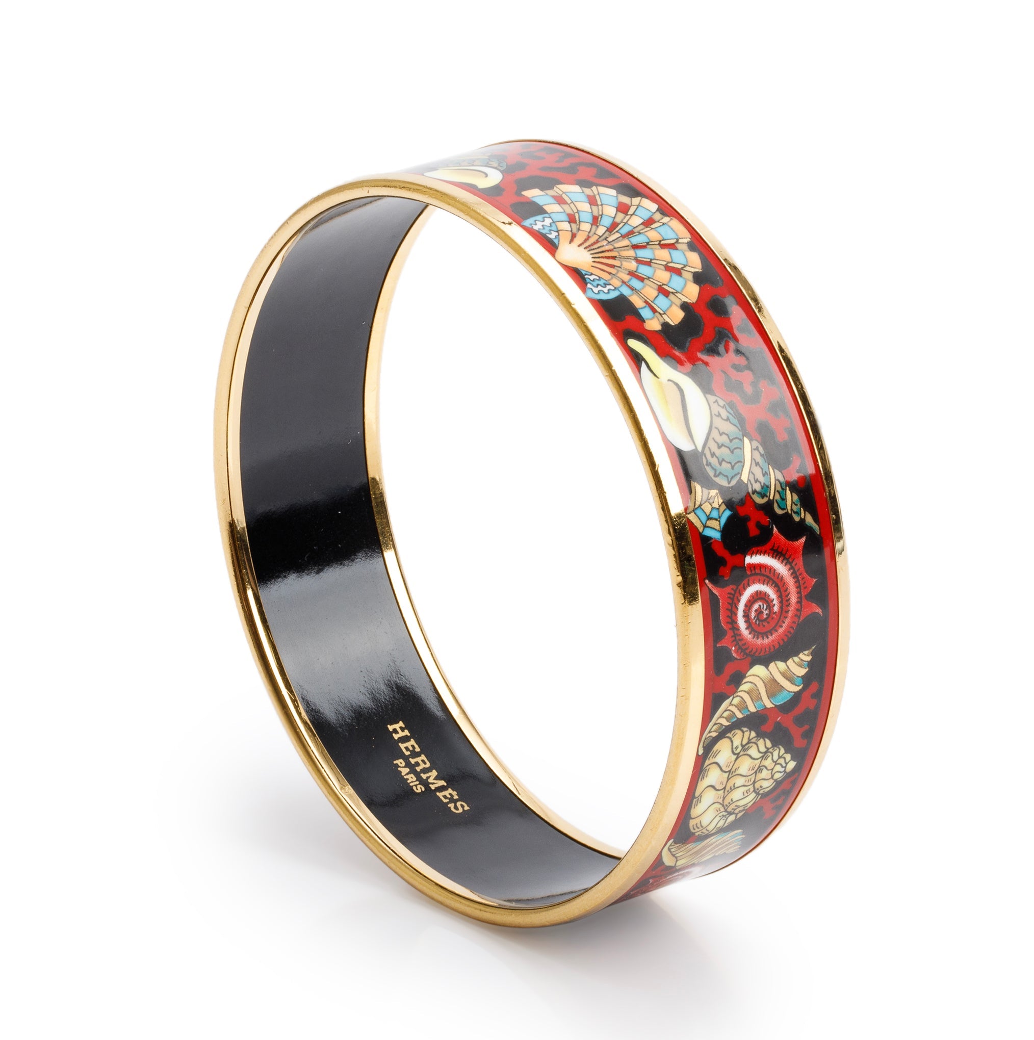 Hermes Gold-Plated Enamel Wide Bangle