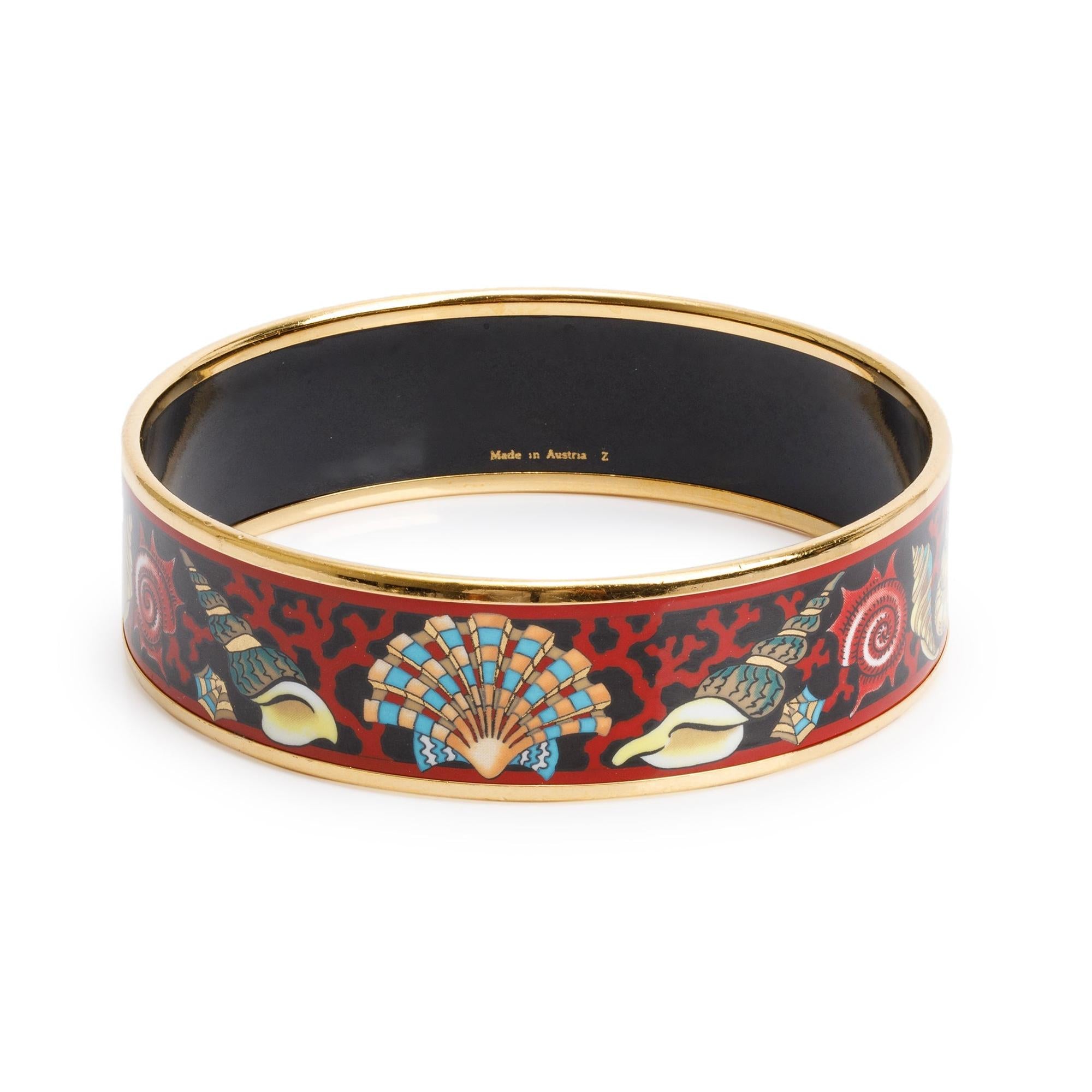 Hermes Gold-Plated Enamel Wide Bangle