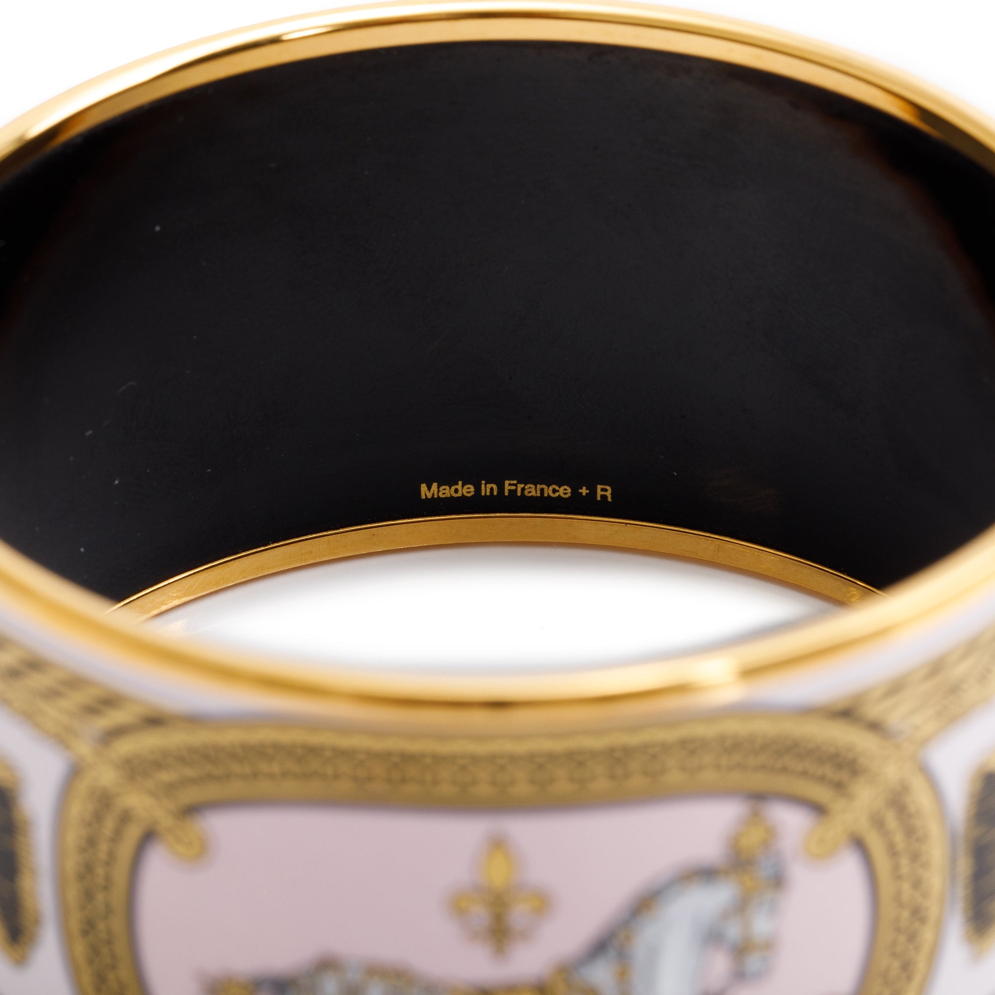 Hermes Gold-Plated 'Grand Apparant' Enamel Extra Wide Bangle