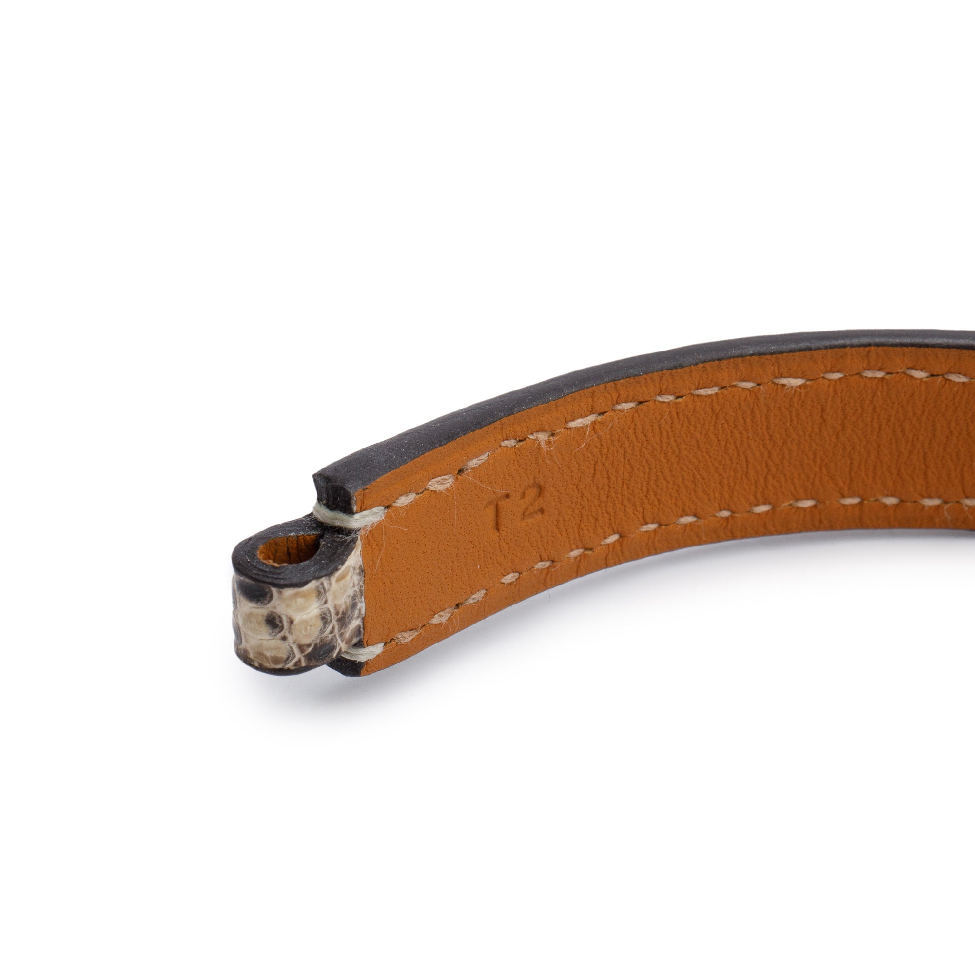 Hermes Gold Plated Lizard Rivale Double Tour Bracelet, Size T2