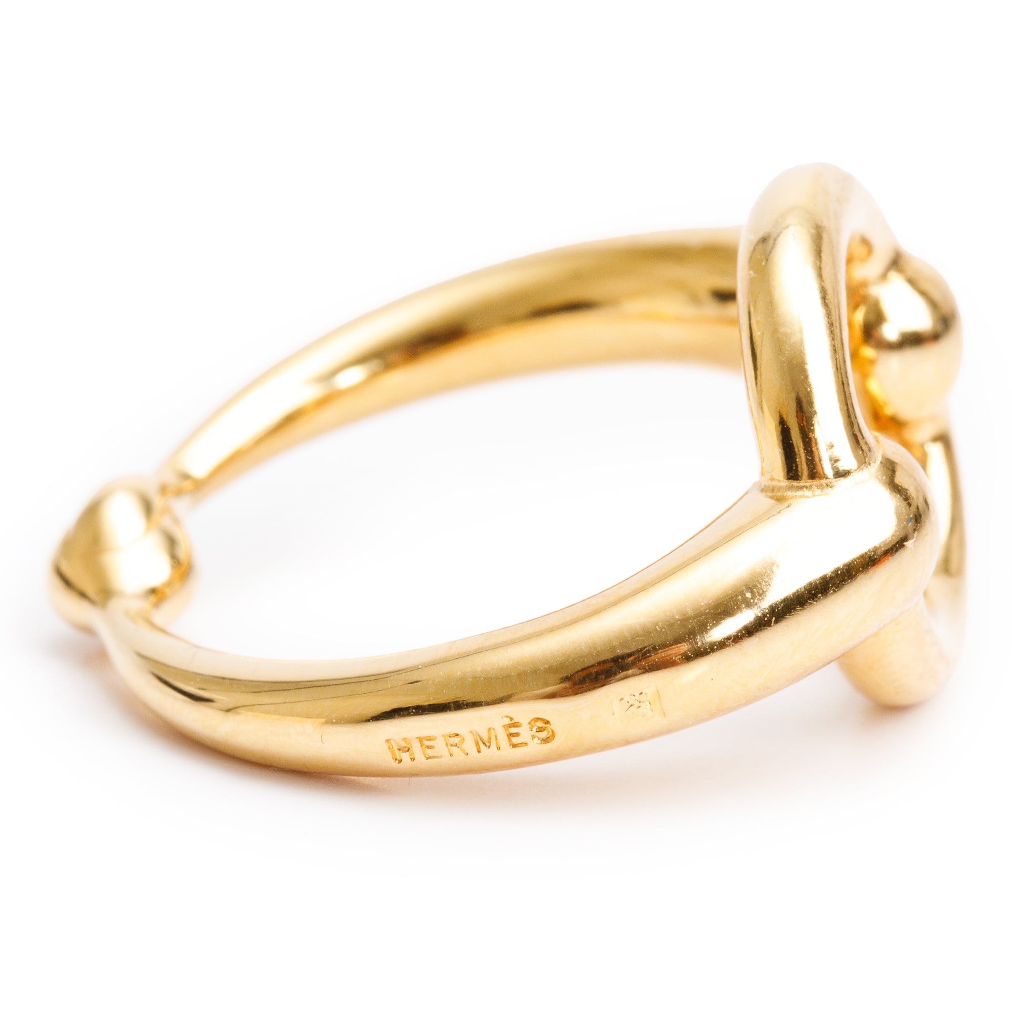 Hermes Gold-Plated Metal Morse Scarf Ring w/ Box