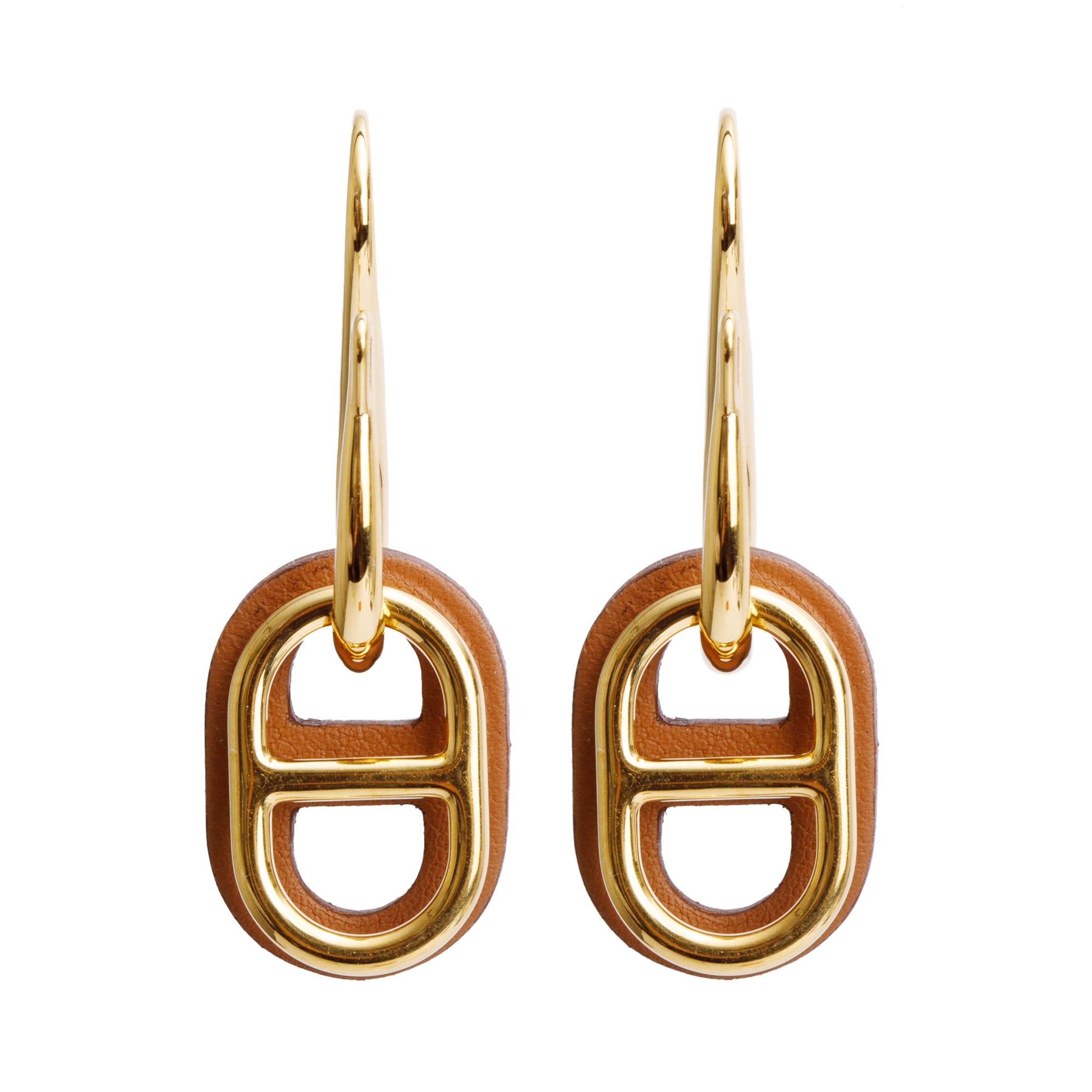 Hermes Gold Plated O'Maillon Earrings w/ Box