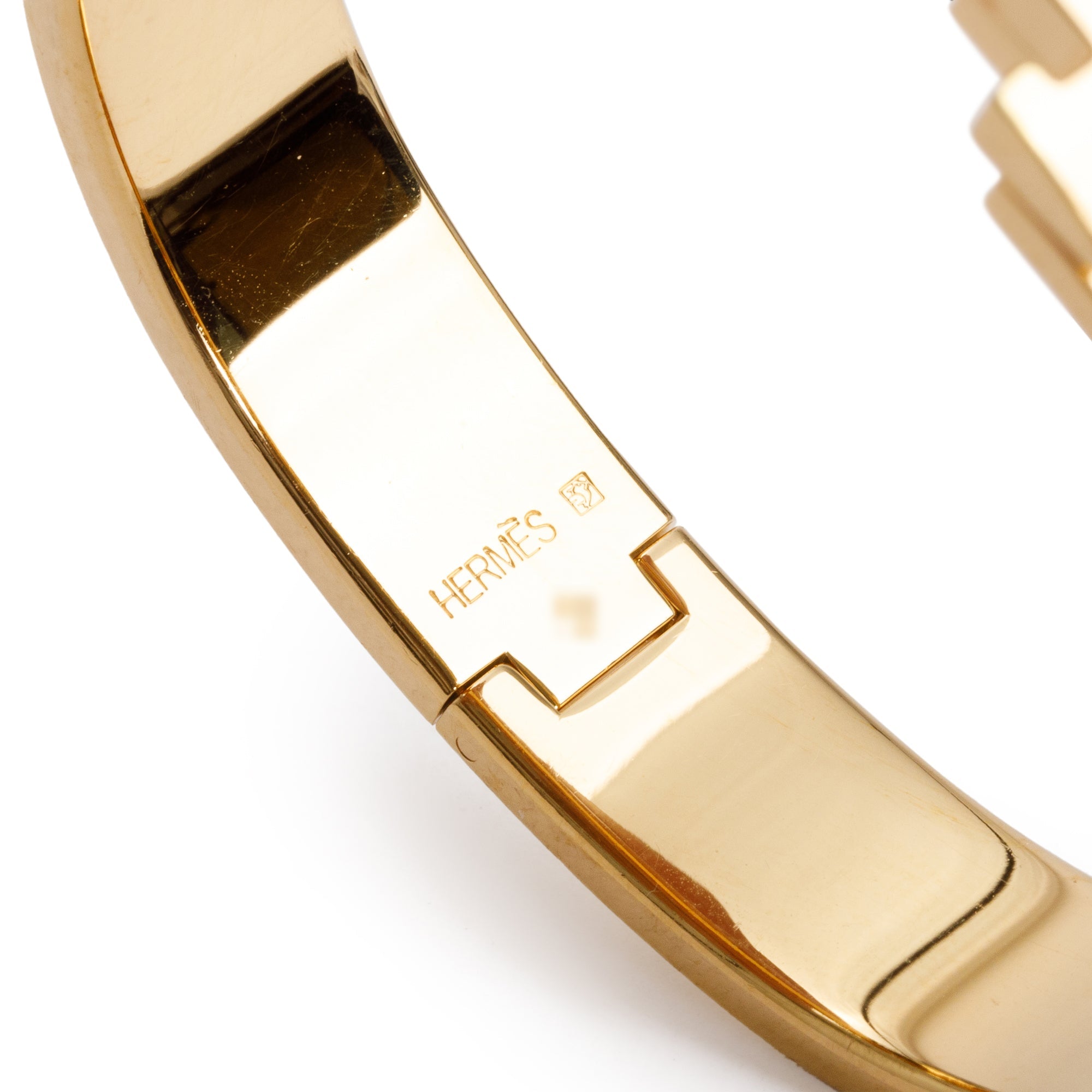 Hermes Gold-Plated Orange Enamel 12 MM Clic H Bracelet w/ Box