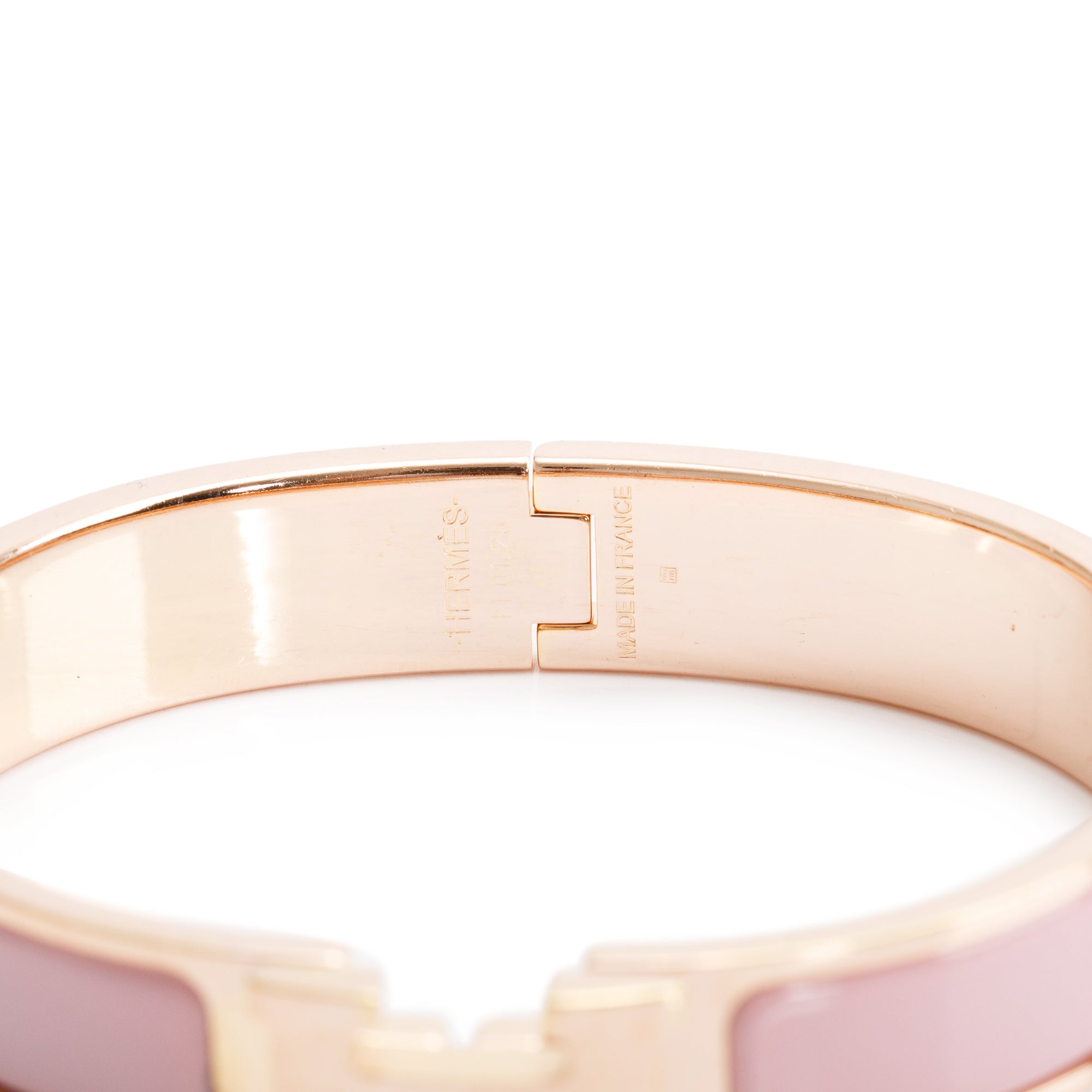 Hermes Gold Plated Pink Enamel 12 MM Clic H Bracelet