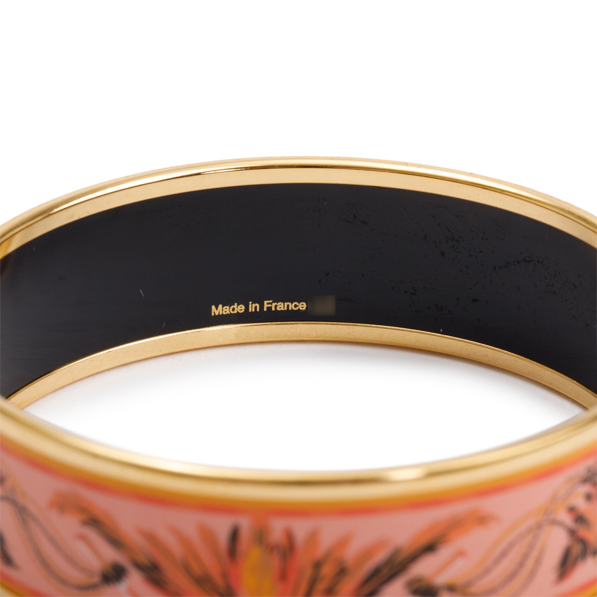 Hermes Gold-Plated Pink & Multicolour Enamel Wide Bangle