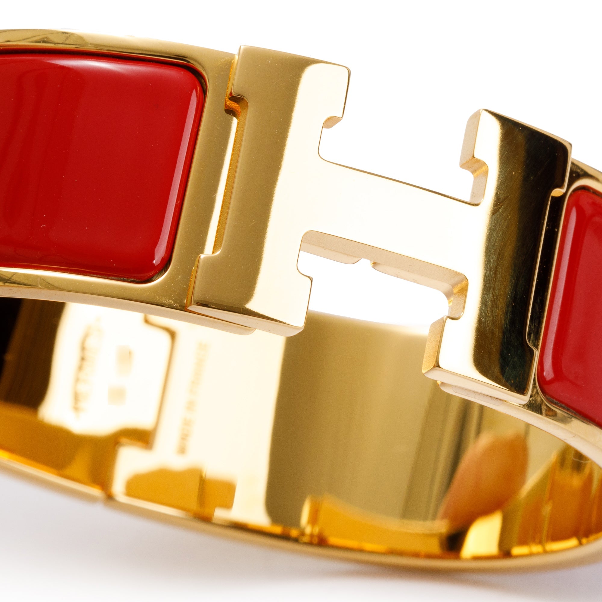 Hermes Gold-Plated Red Enamel Clic Clac H Bracelet