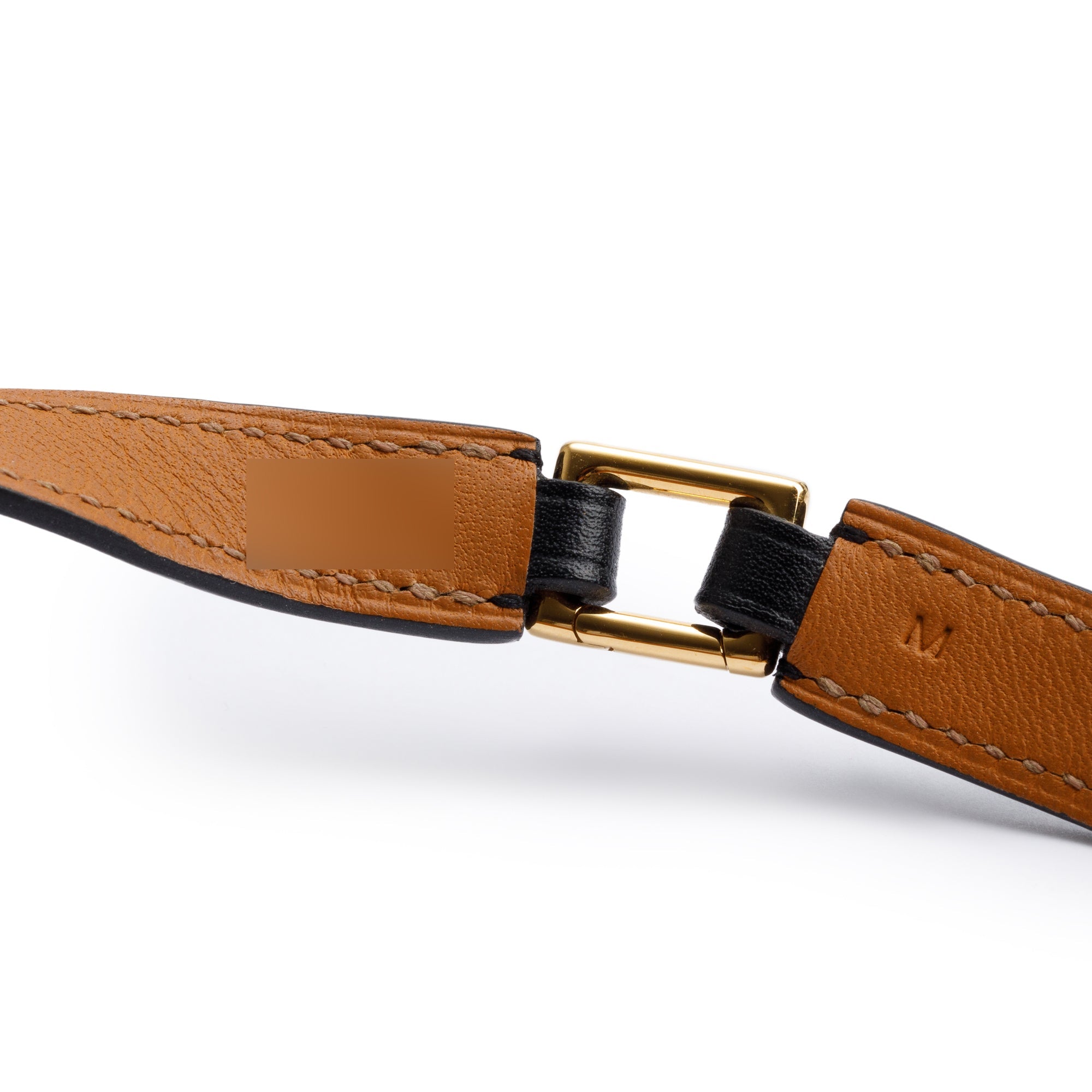 Hermes Gold Plated Rivale Double Tour Black Leather Bracelet, Size M w/ Box