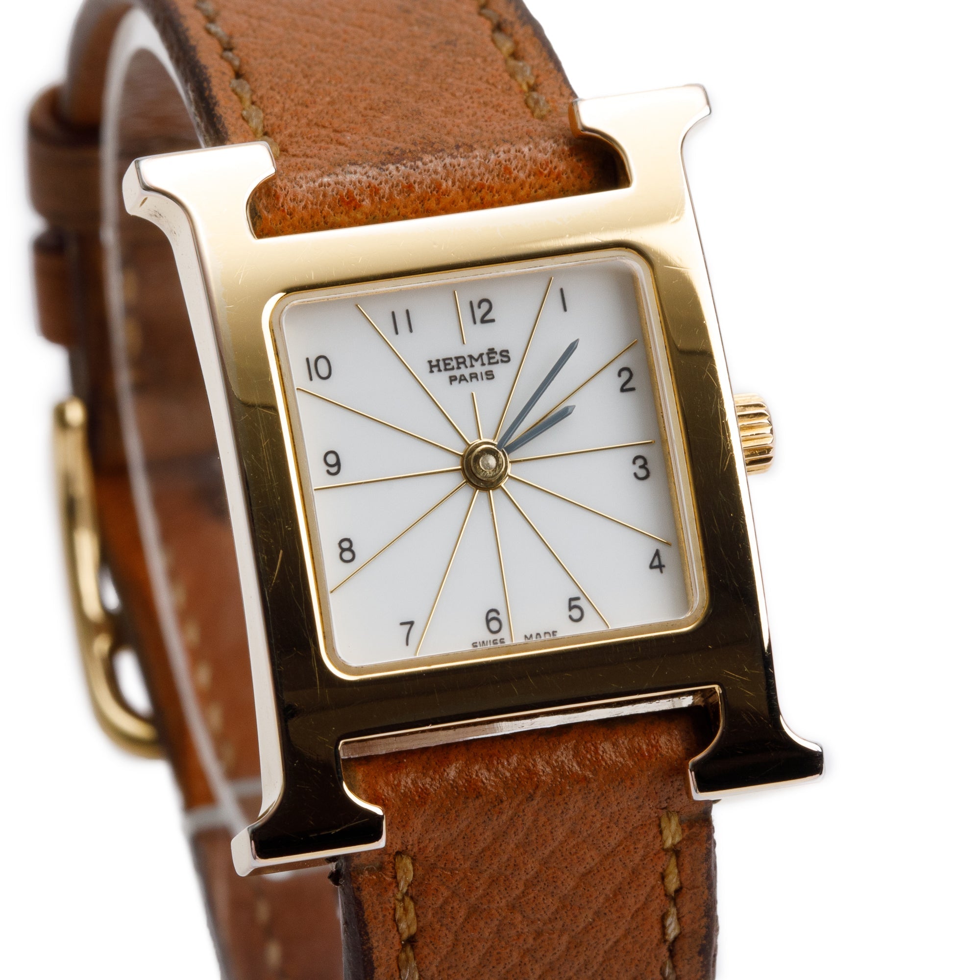 Hermes Gold Plated Stainless Steel Heure H Mini Model 21 MM Watch