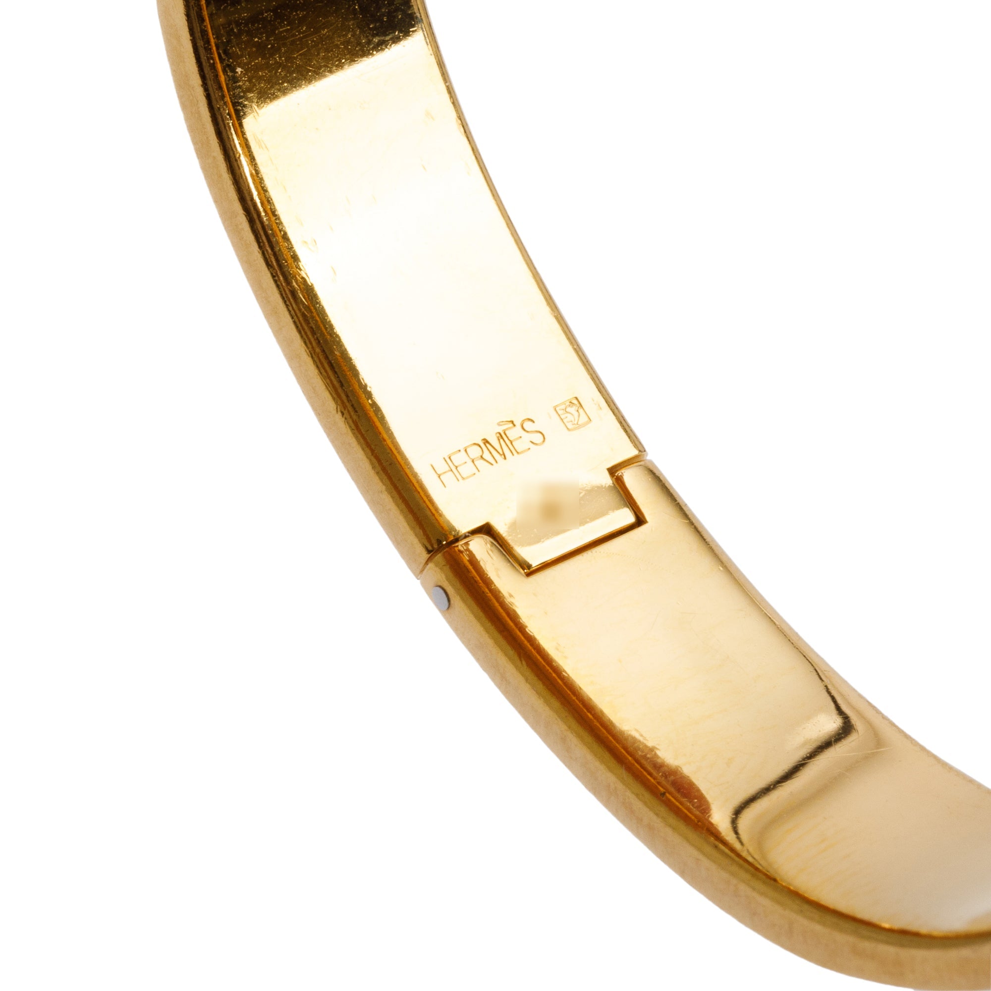 Hermes Gold Plated White Enamel 12 MM Clic H Bracelet