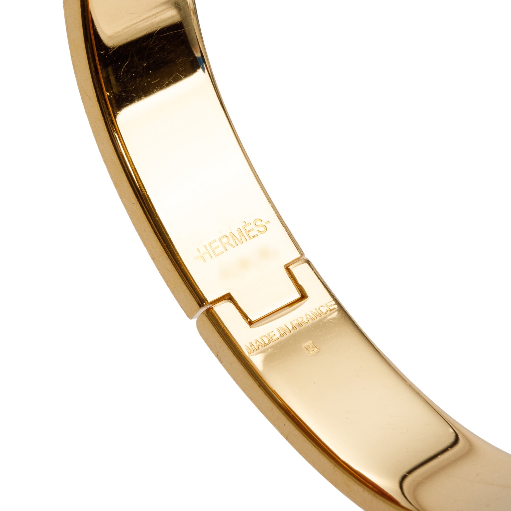 Hermes Gold-Plated White Enamel 12 MM Clic H Bracelet