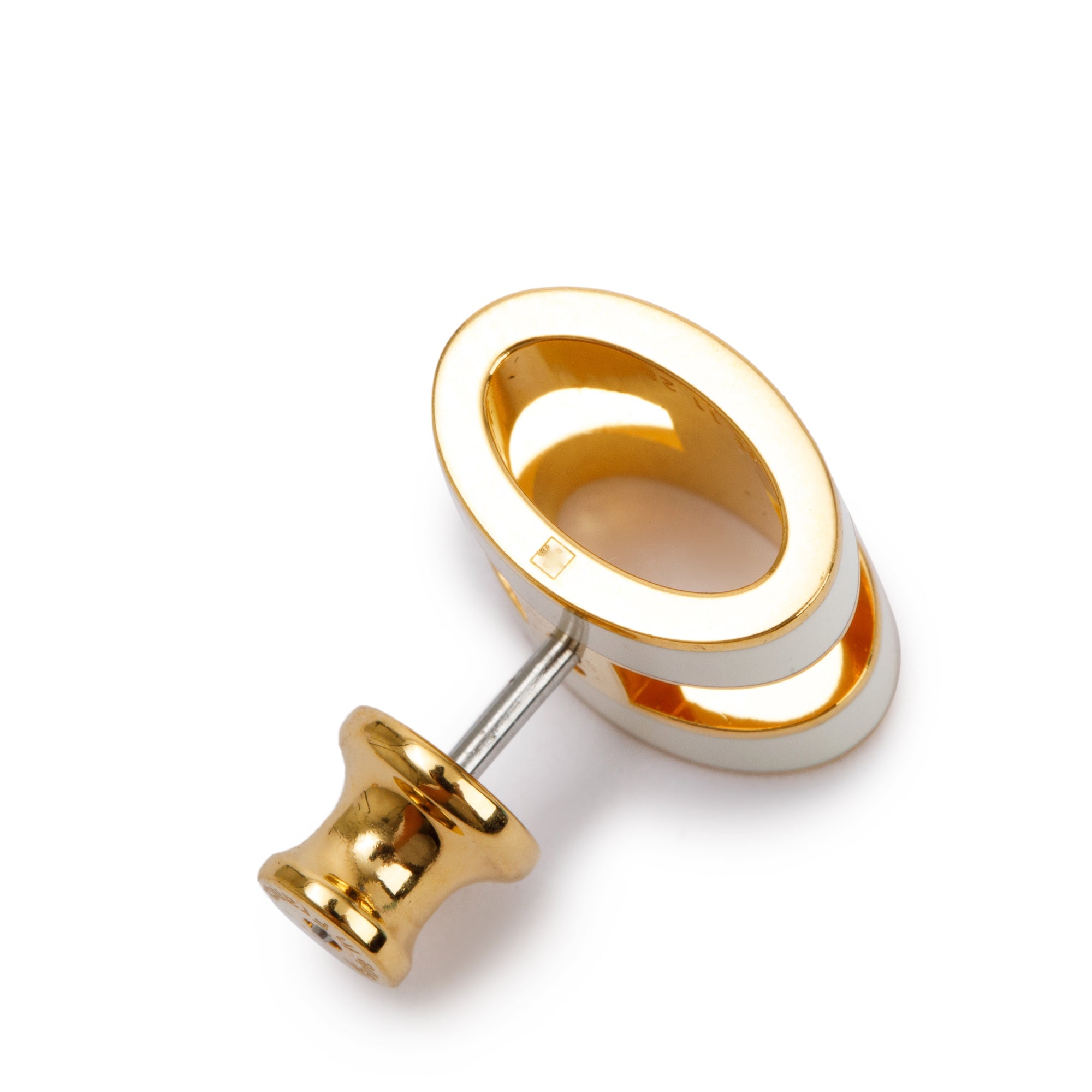 Hermes Gold Plated White Lacquered Pop H Earrings w/ Box