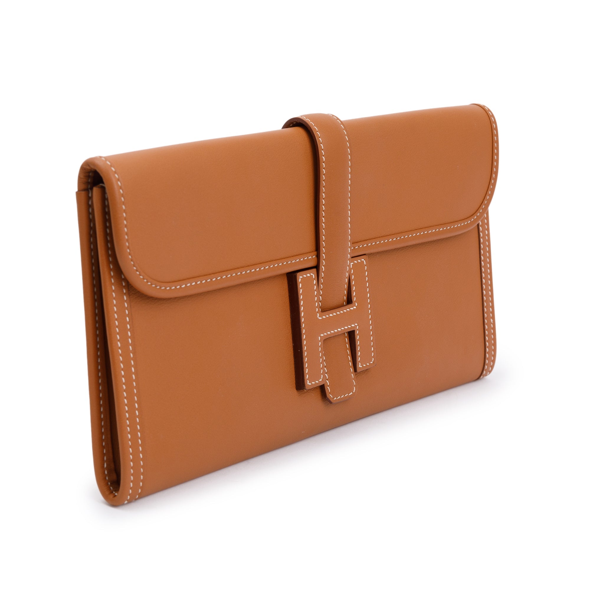 Hermes Gold Swift Leather Jige Elan 29 Clutch