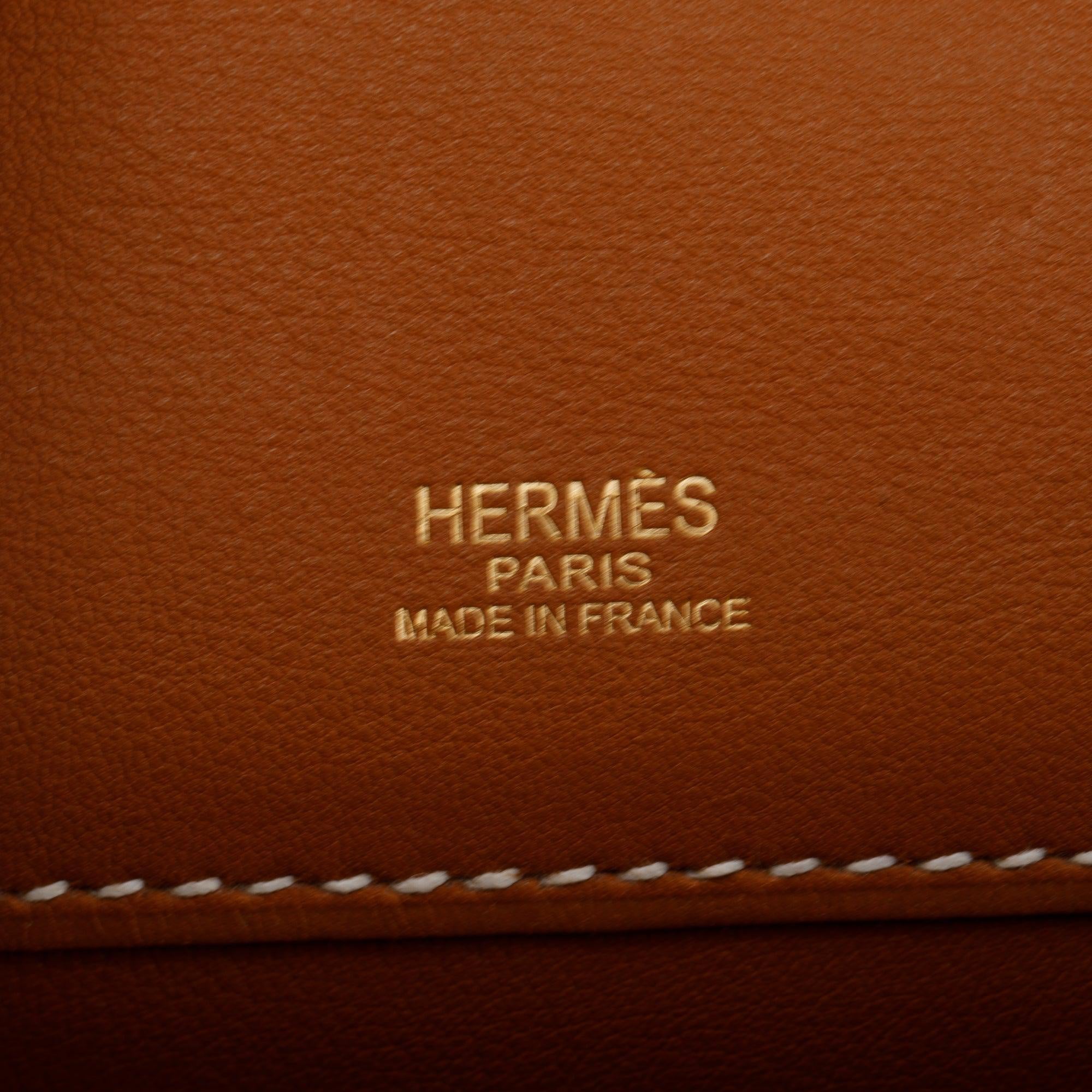 Hermes Gold Swift Leather Kelly Cut Clutch w/ Box