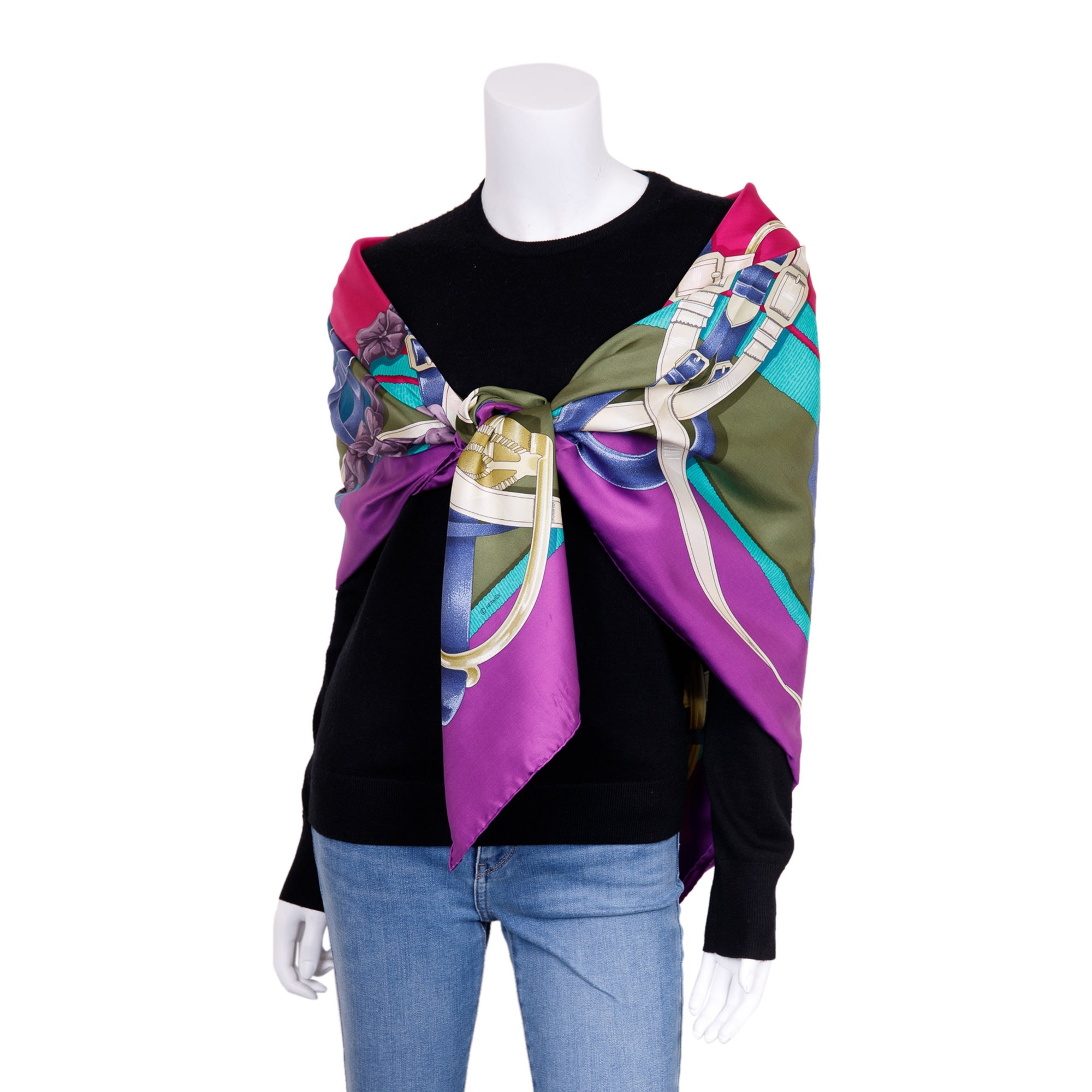 Hermes 'Grand Menege' Silk Shawl 140 w/ Box