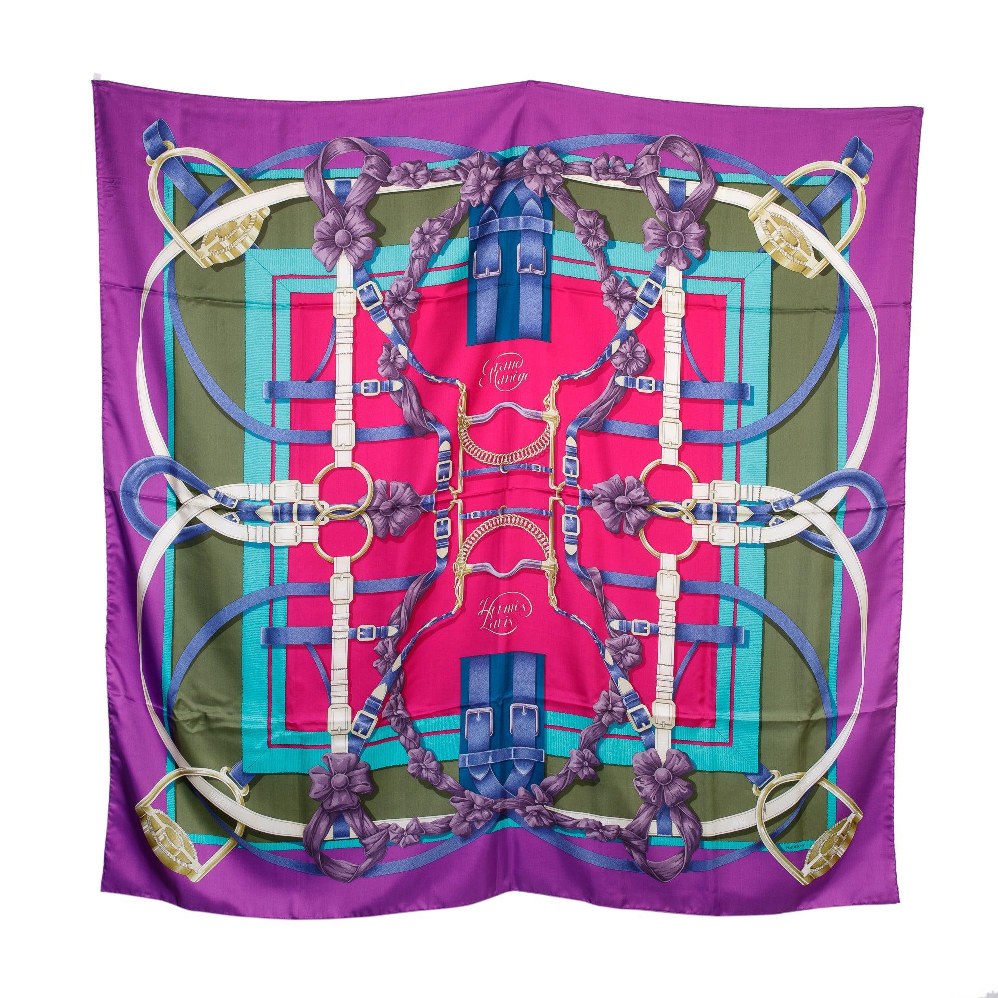 Hermes 'Grand Menege' Silk Shawl 140 w/ Box