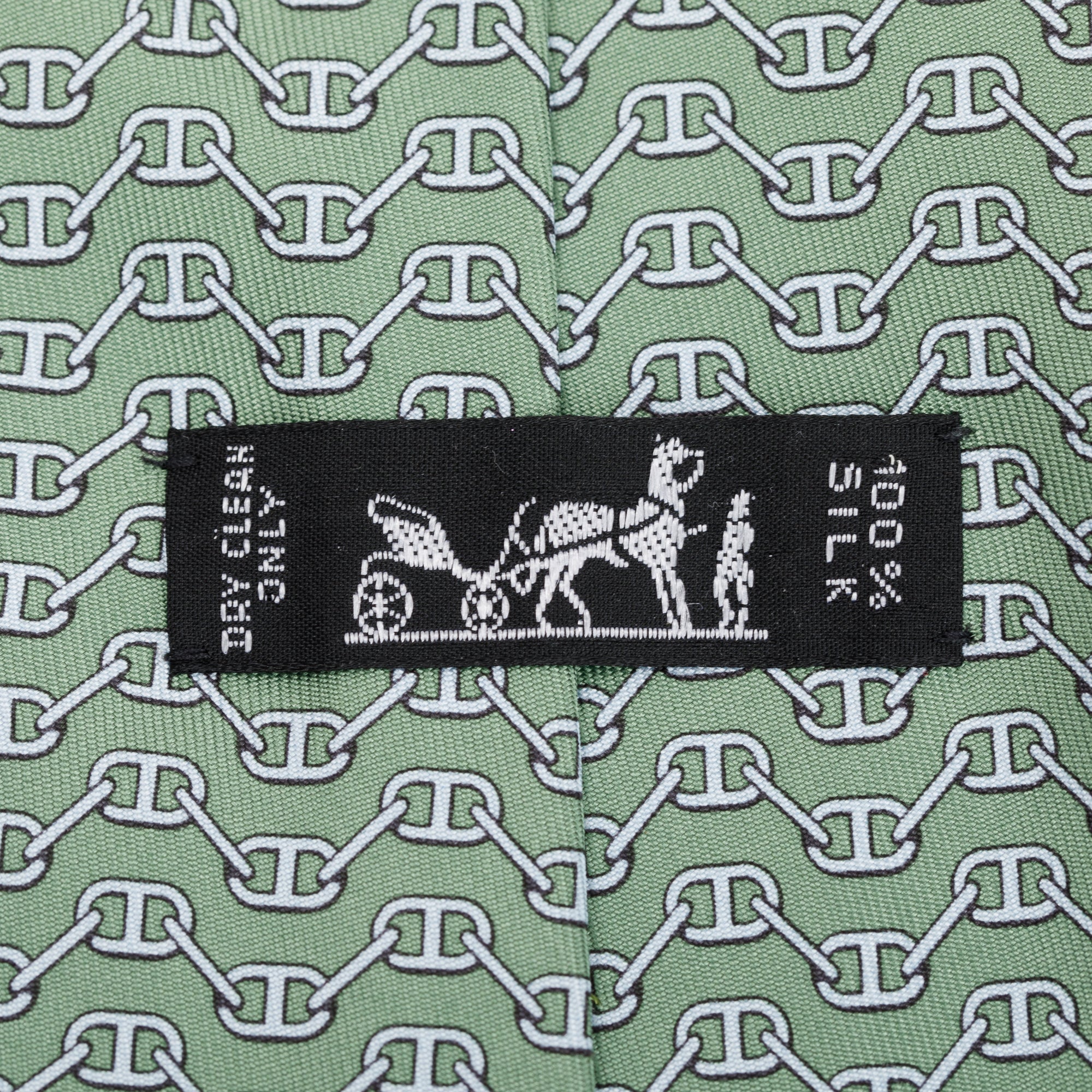Hermes Green 5325 TA Printed Silk Tie
