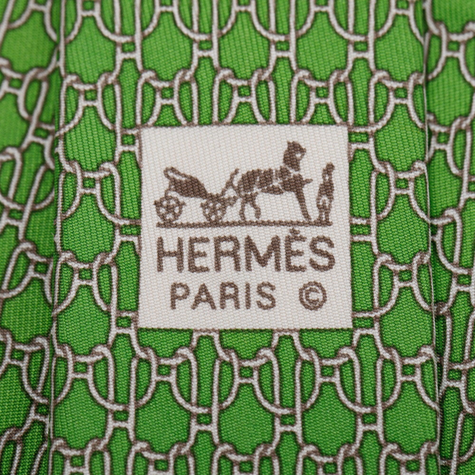 Hermes Green 5618 EA Printed Silk Tie