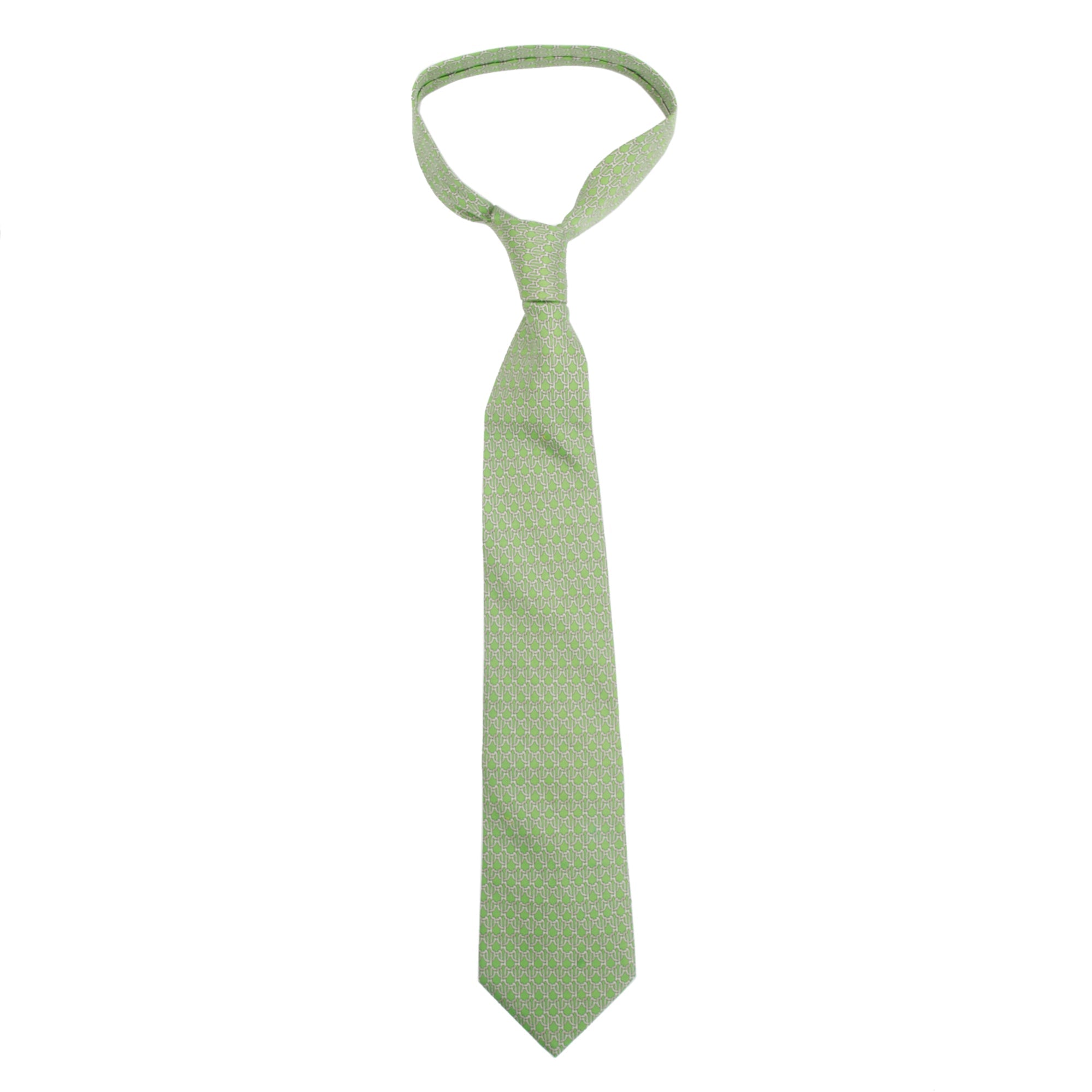 Hermes Green 5618 EA Printed Silk Tie