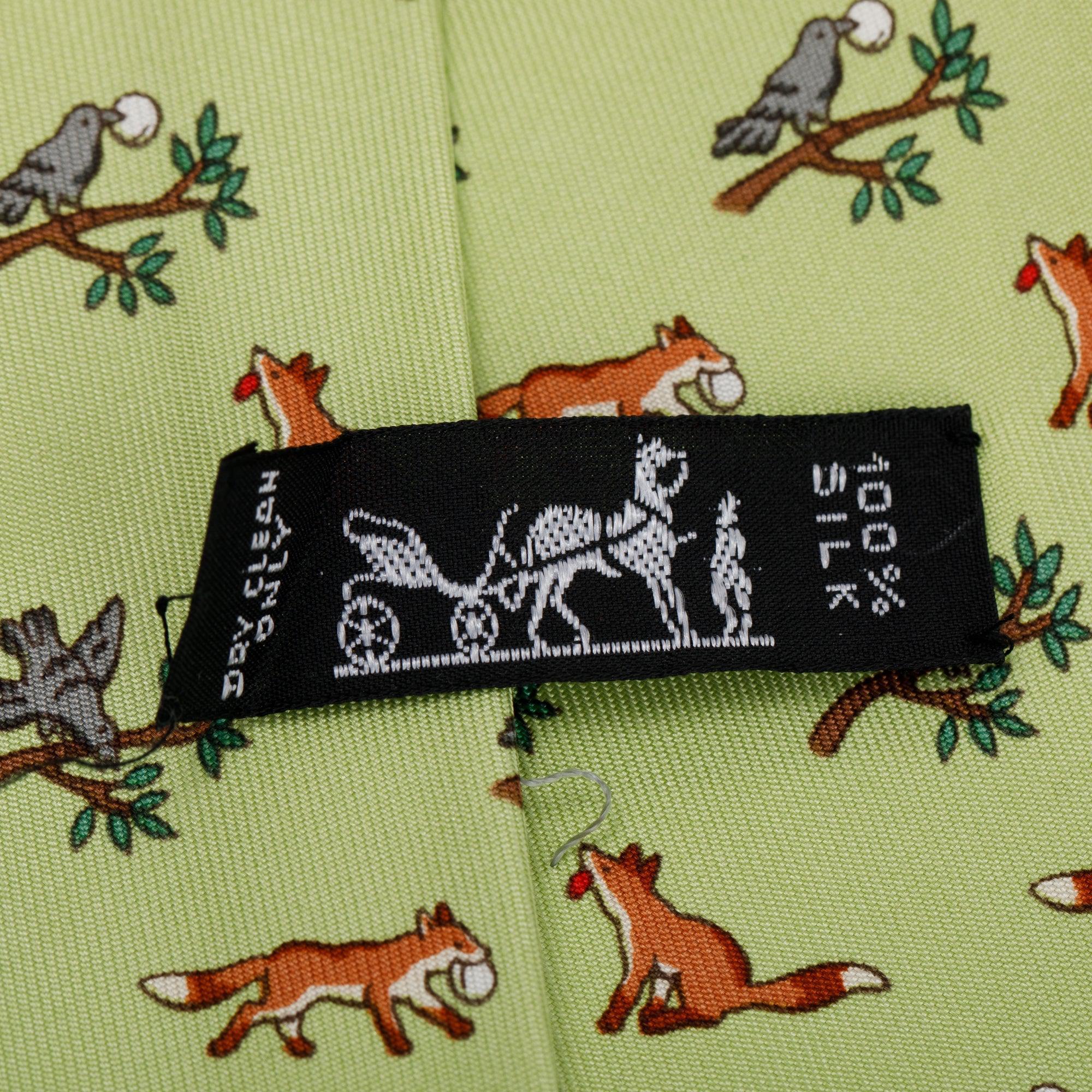 Hermes Green Silk Twill Tie 7 Jungle Tie