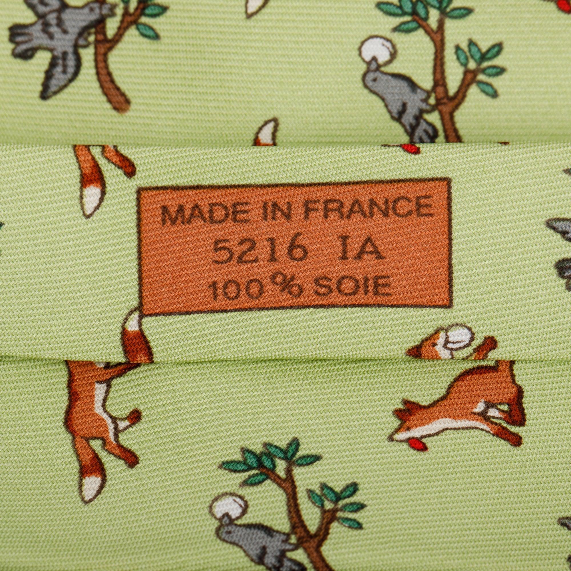 Hermes Green Silk Twill Tie 7 Jungle Tie