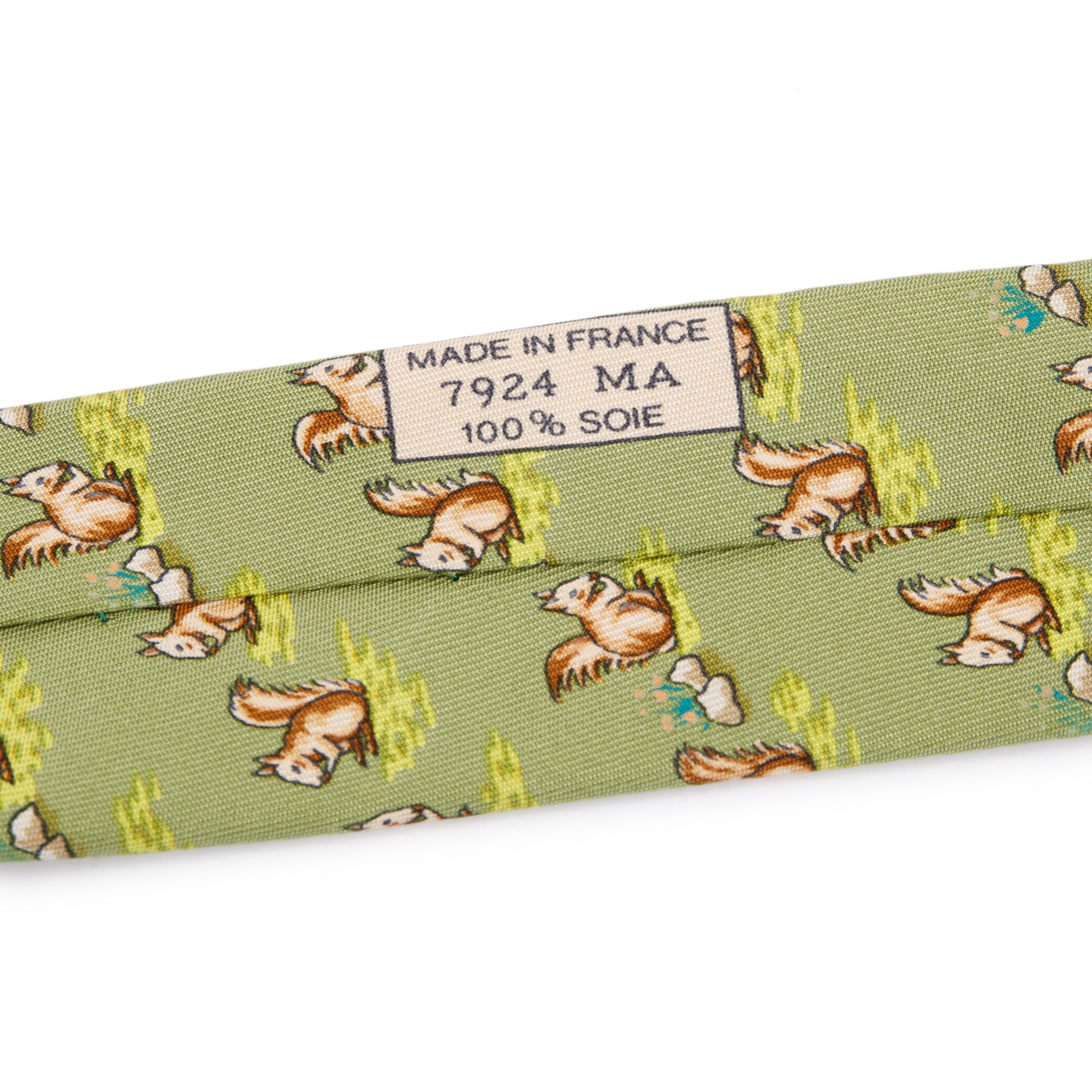 Hermes Green Silk Twill Tie 7 w/ Box