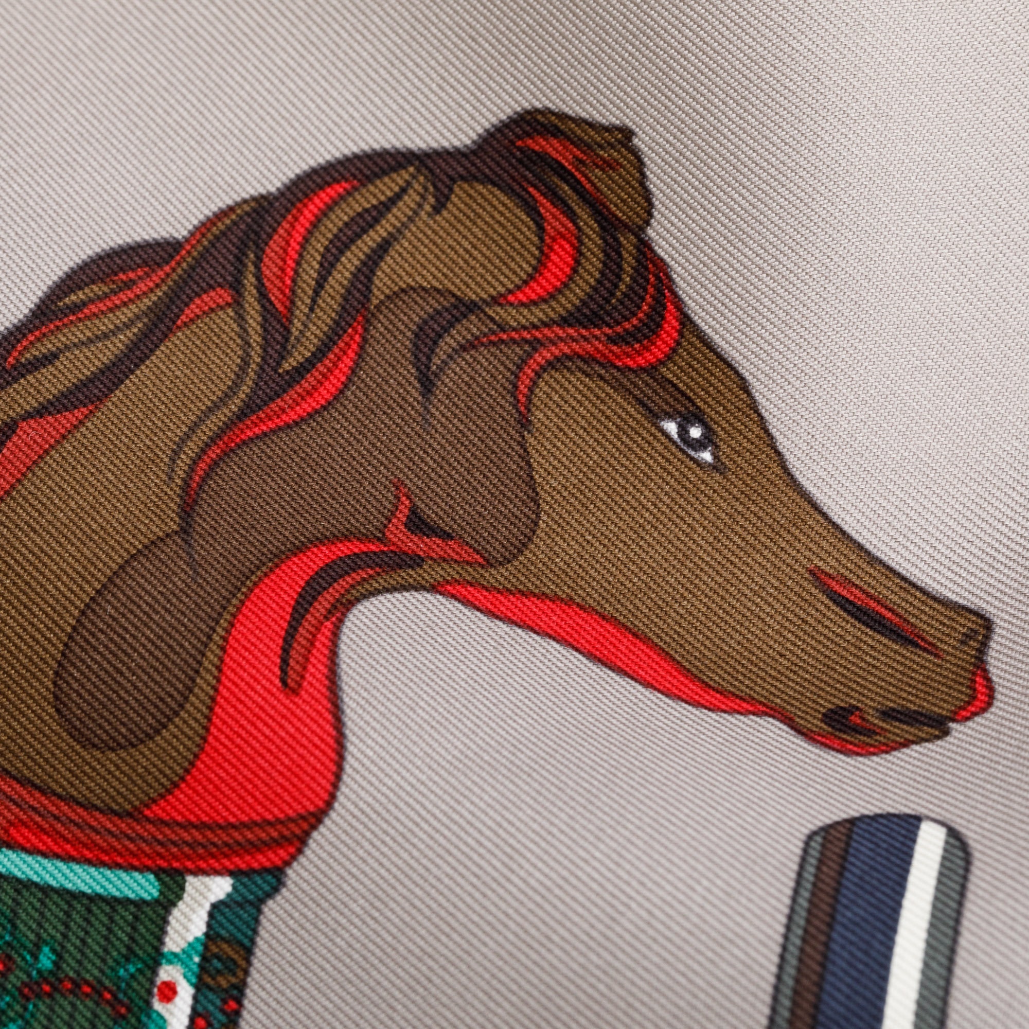 Hermes Grey 'Les Cannes' Silk Scarf 90 w/ Box