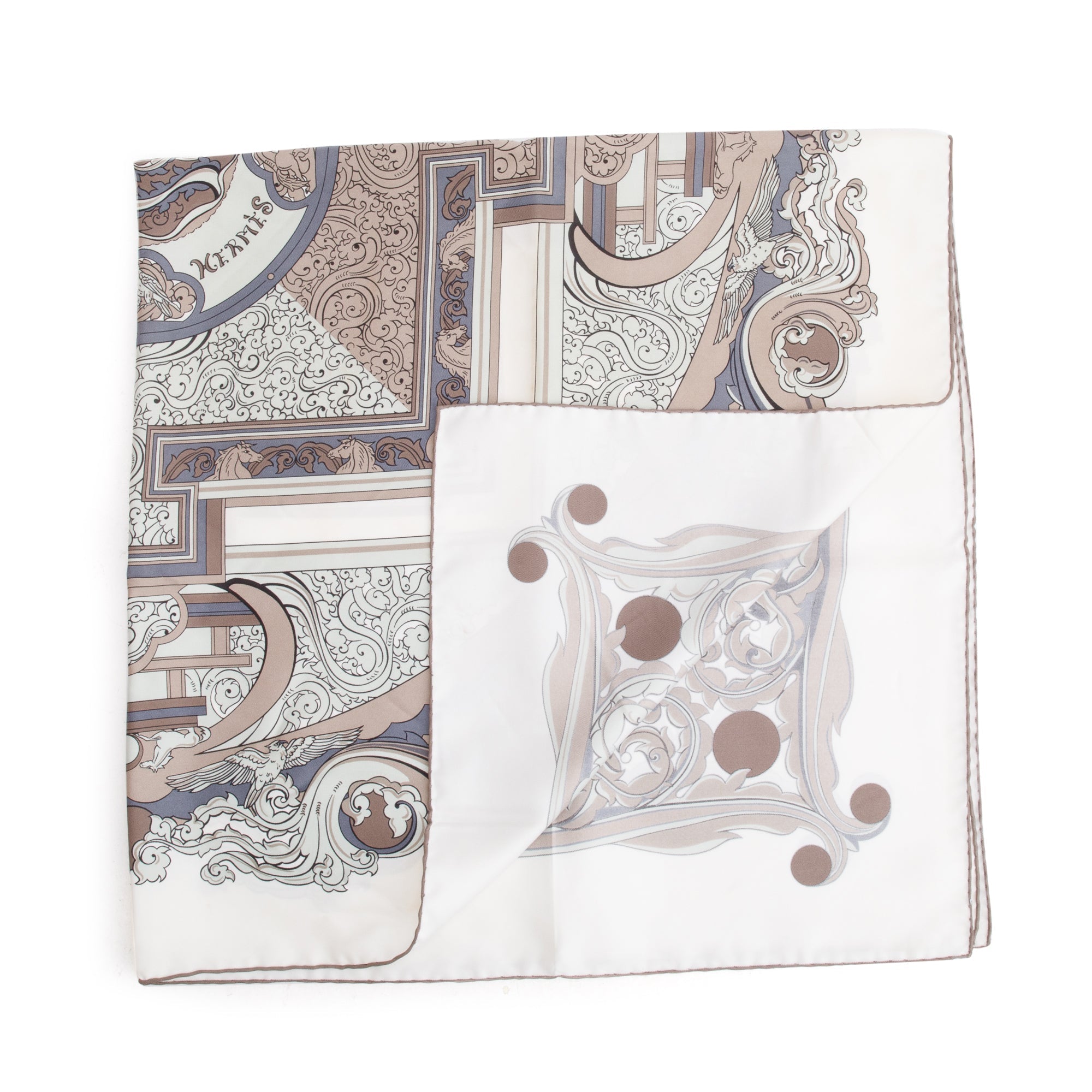 Hermes Grey & Multicolor 'Animaux Solaires' Silk Scarf 90 w/ Box