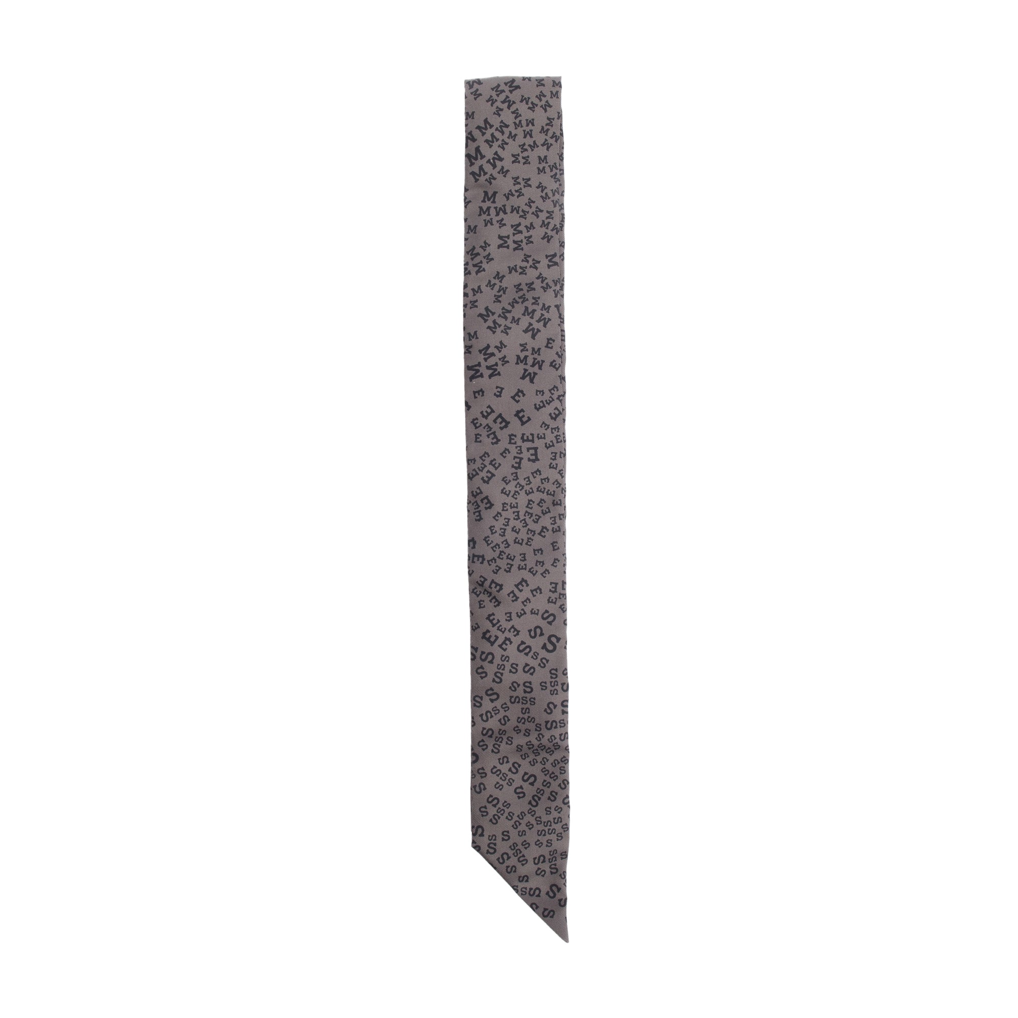 Hermes Grey 'Scattered Letter' Silk Twilly w/ Box