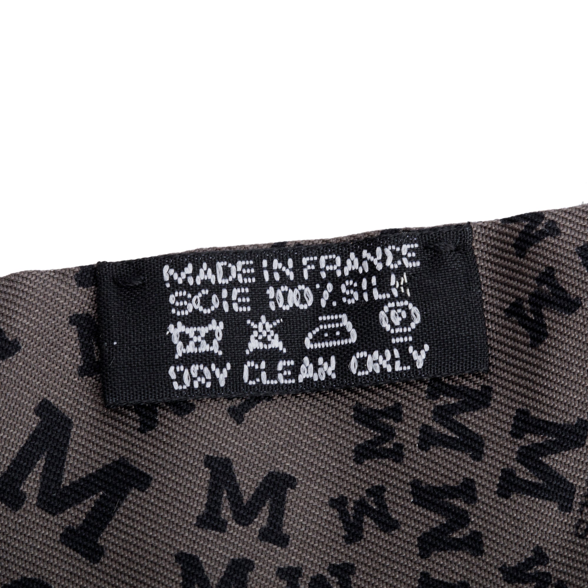 Hermes Grey 'Scattered Letter' Silk Twilly w/ Box