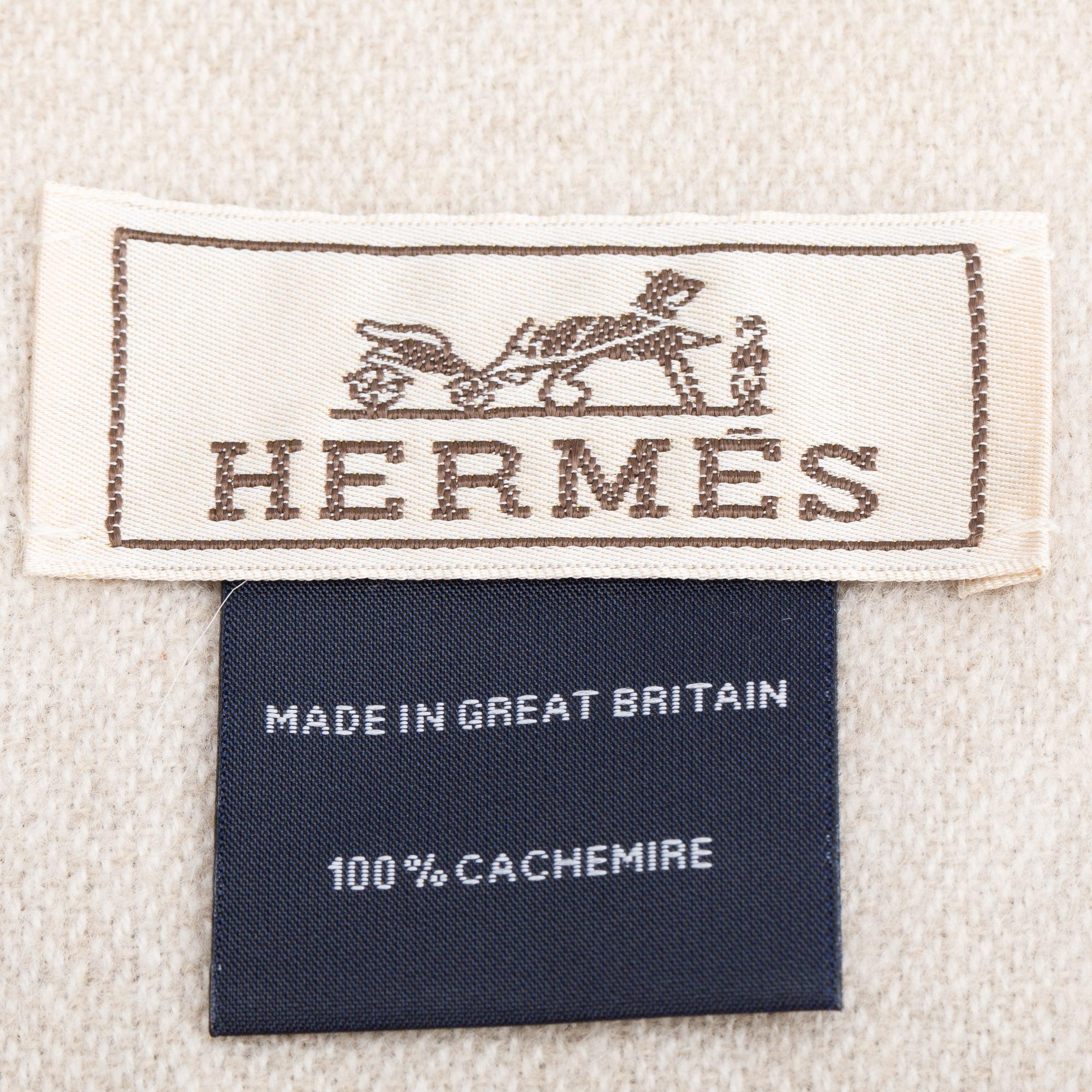 Hermes Gris Perle Plaid Cashmere Stole w/ Box