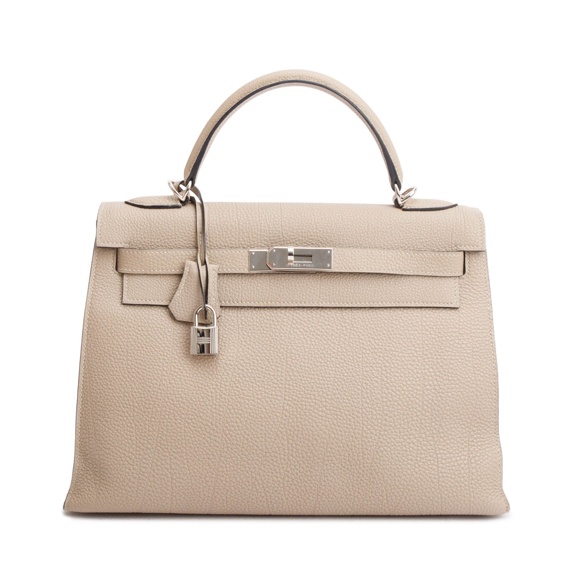 Hermes Gris Tourterelle Taurillon Clemence Kelly II Retourne 32 w/ Strap