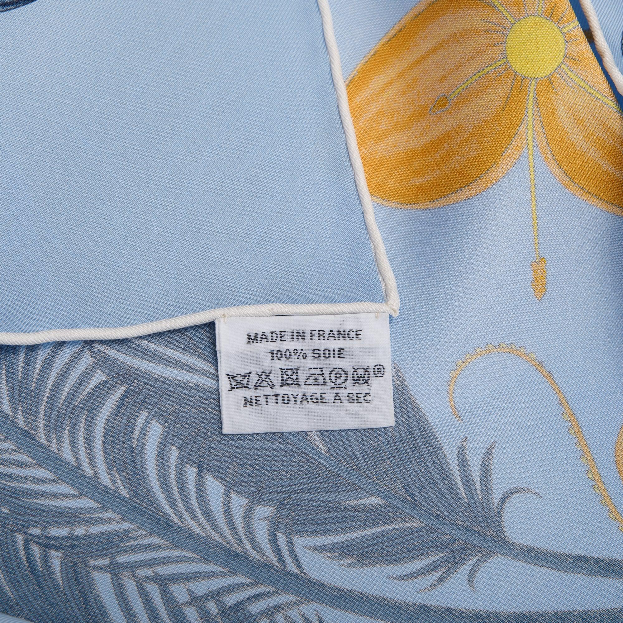 Hermes 'Index Palmarum' Blue Silk Scarf 90 w/ Box