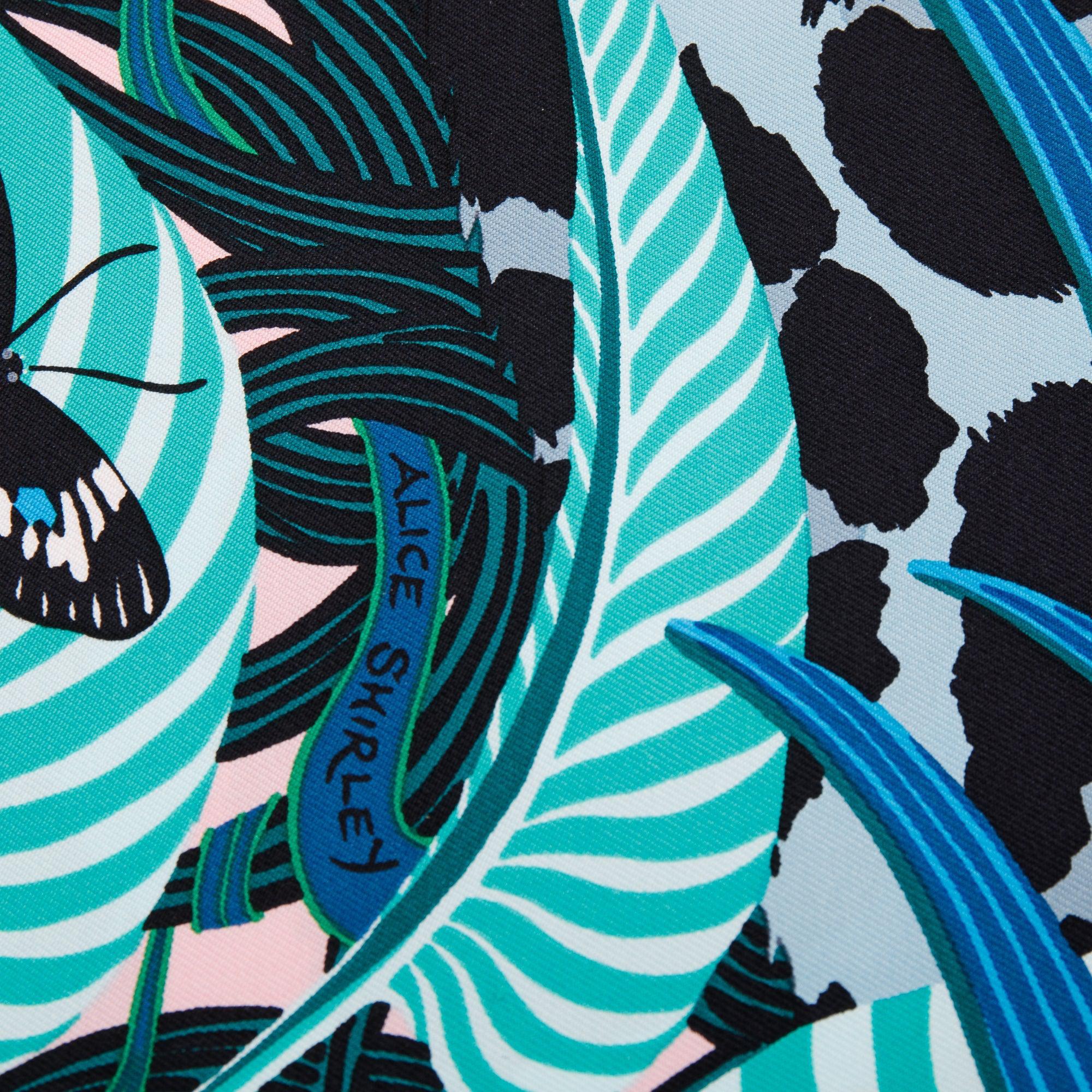 Hermes 'Jaguar Quetzal by Alice Shirley' Silk Scarf 90 w/ Box