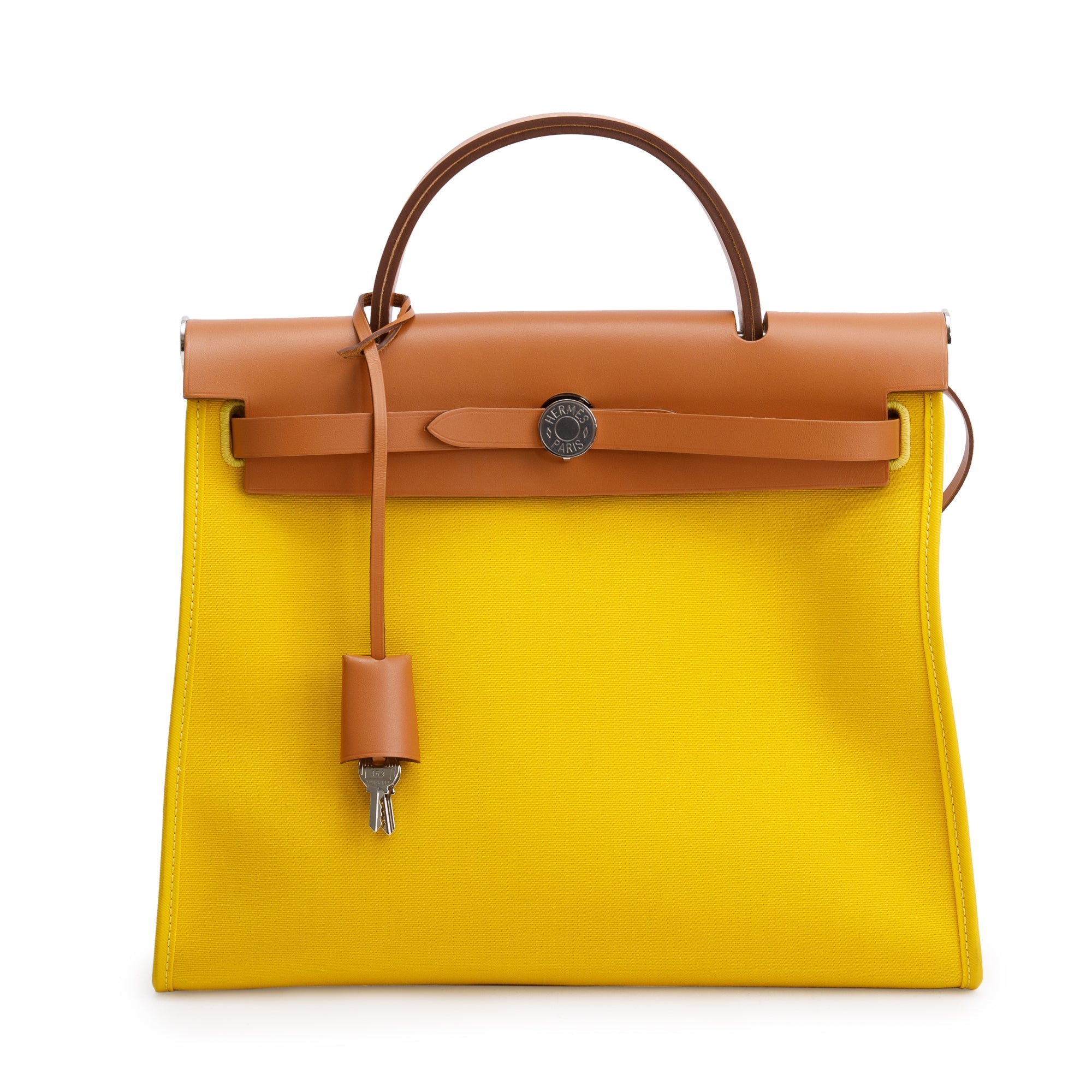 Hermes Jaune De Naples Naturel Toile Militaire Vache Hunter Herbag Zip 31 w/ Pouch & Receipt