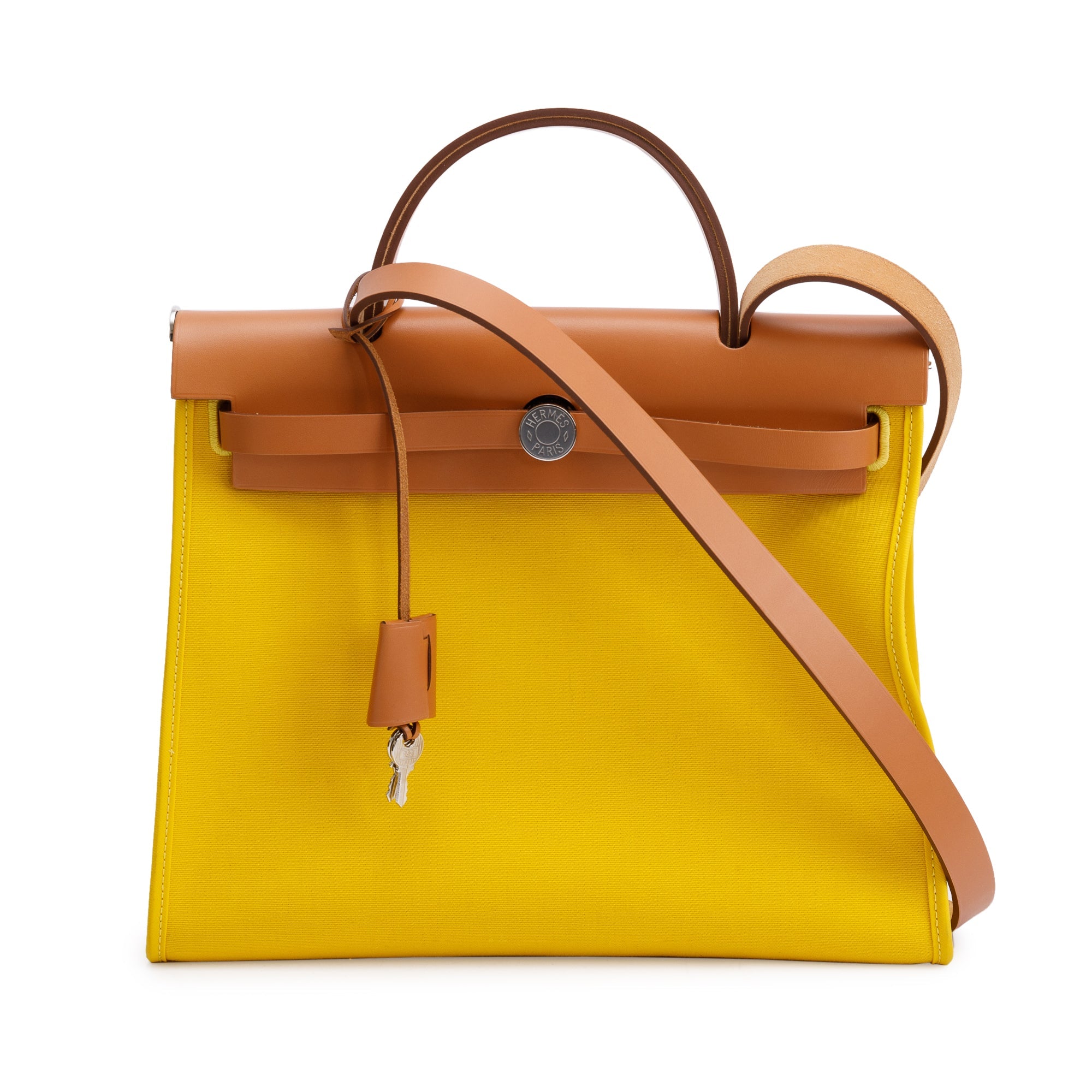 Hermes Jaune De Naples Naturel Toile Militaire Vache Hunter Herbag Zip 31 w/ Pouch & Receipt