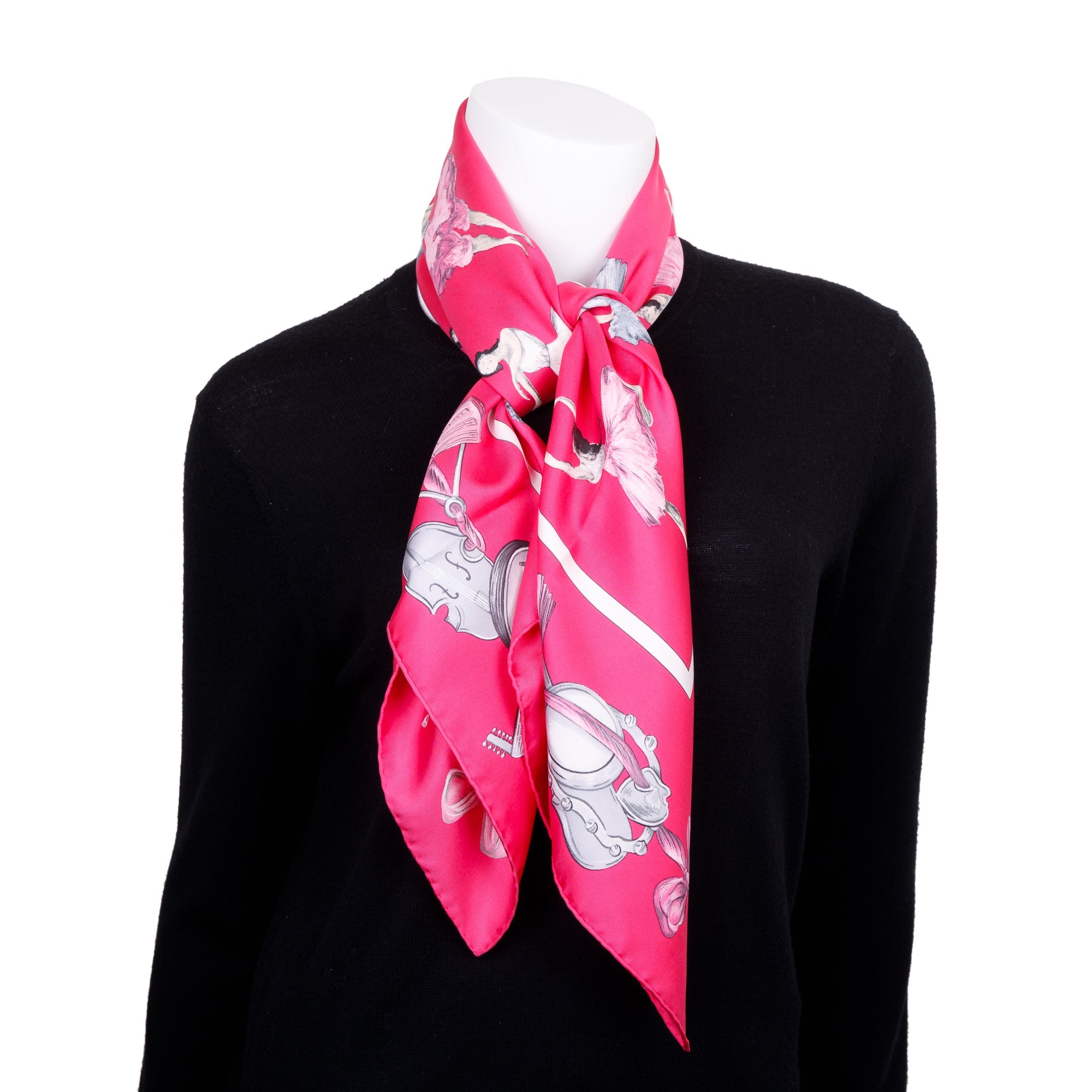 Hermes 'La Danse' Pink Silk Scarf 90 w/ Box