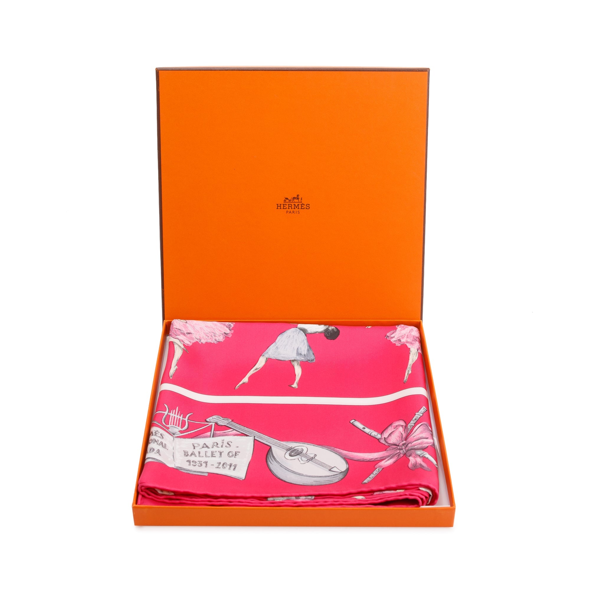 Hermes 'La Danse' Pink Silk Scarf 90 w/ Box