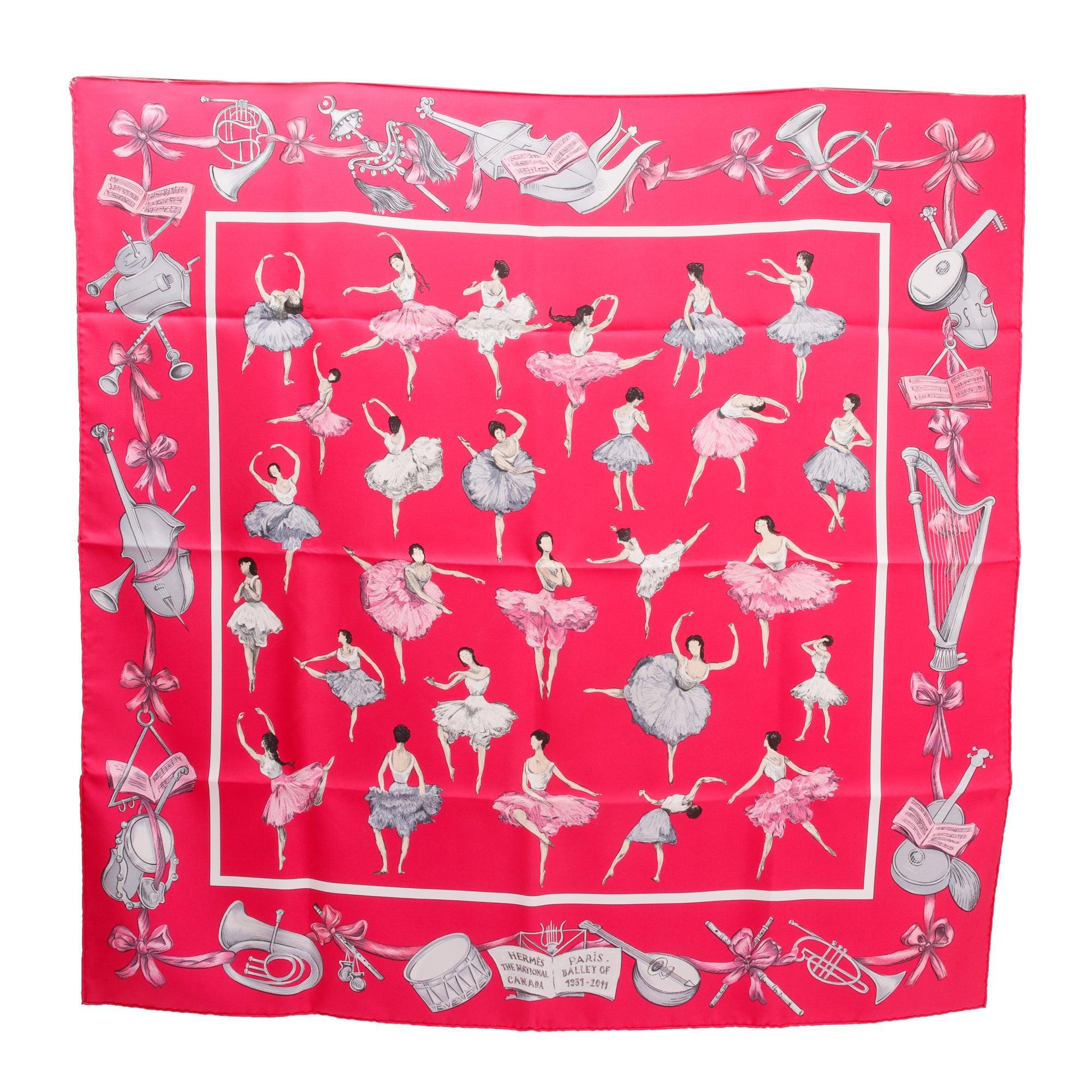 Hermes 'La Danse' Pink Silk Scarf 90 w/ Box