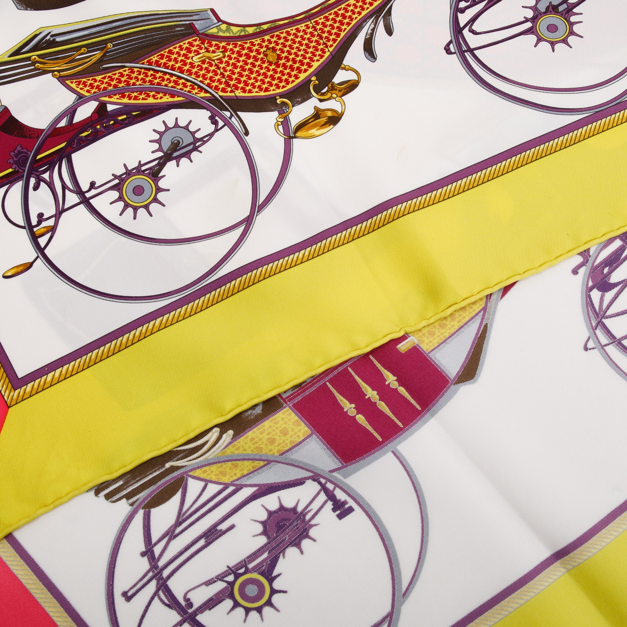 Hermes 'Les Voitures A Transformation' Multicolour Silk Scarf 90 w/ Box