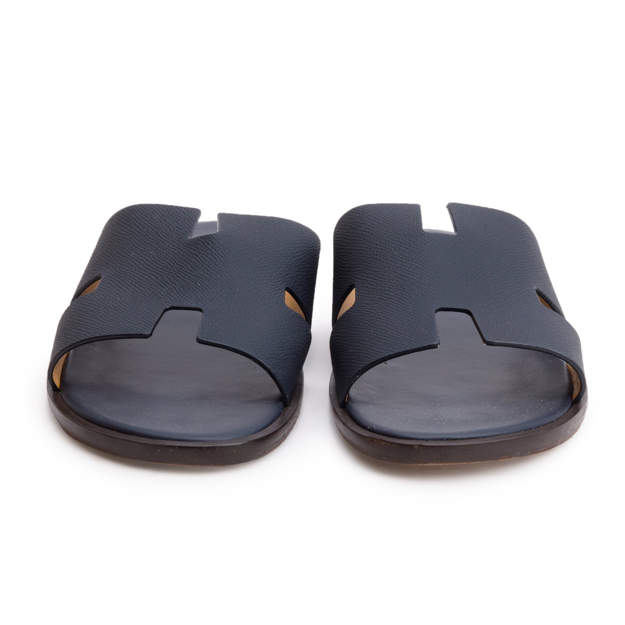 Hermes Maine Veau Epsom Leather Mens Izmir Sandals, Size 44 w/ Box
